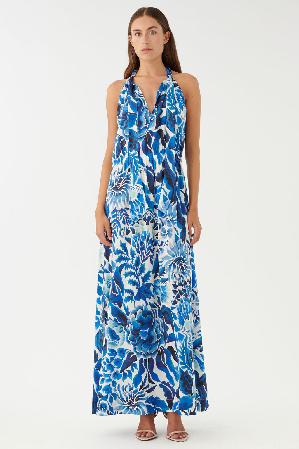 Dea Kudibal 1800124 Nattiedea Magana Optical Blue Halterneck Dress