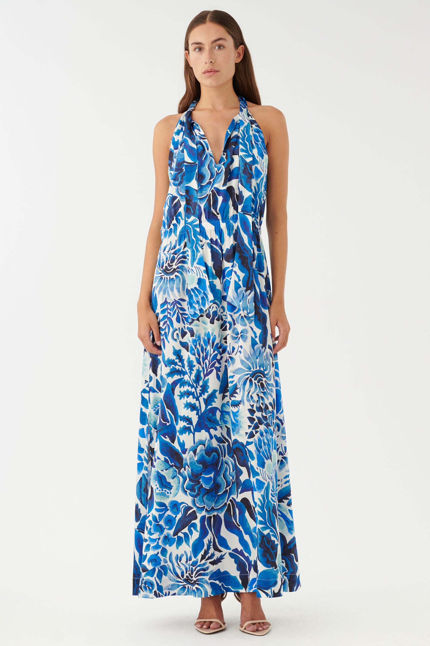 Dea Kudibal 1800124 Nattiedea Magana Optical Blue Halterneck Dress