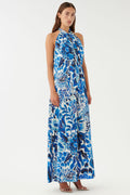 Dea Kudibal 1800124 Nattiedea Magana Optical Blue Halterneck Dress