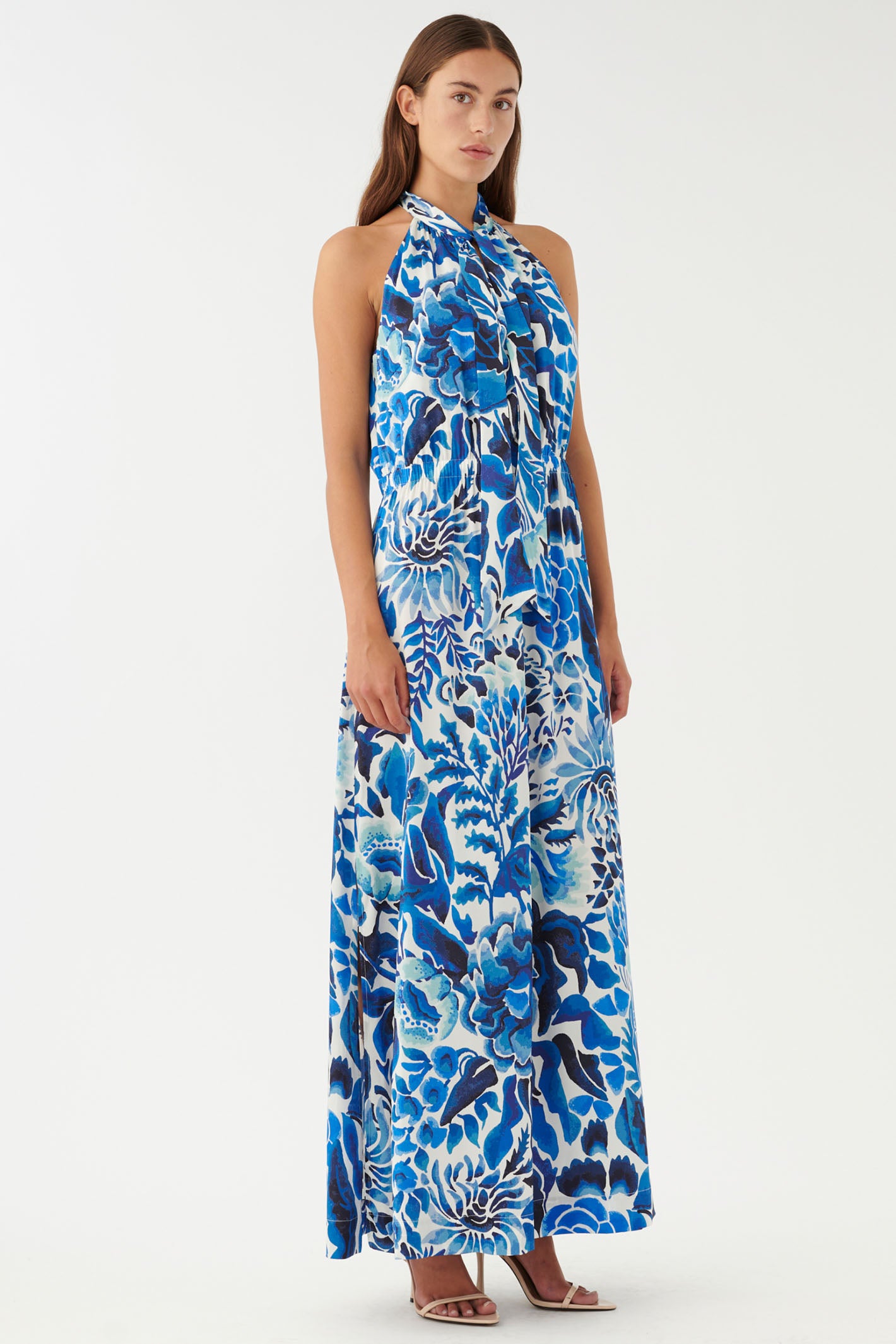 Dea Kudibal 1800124 Nattiedea Magana Optical Blue Halterneck Dress