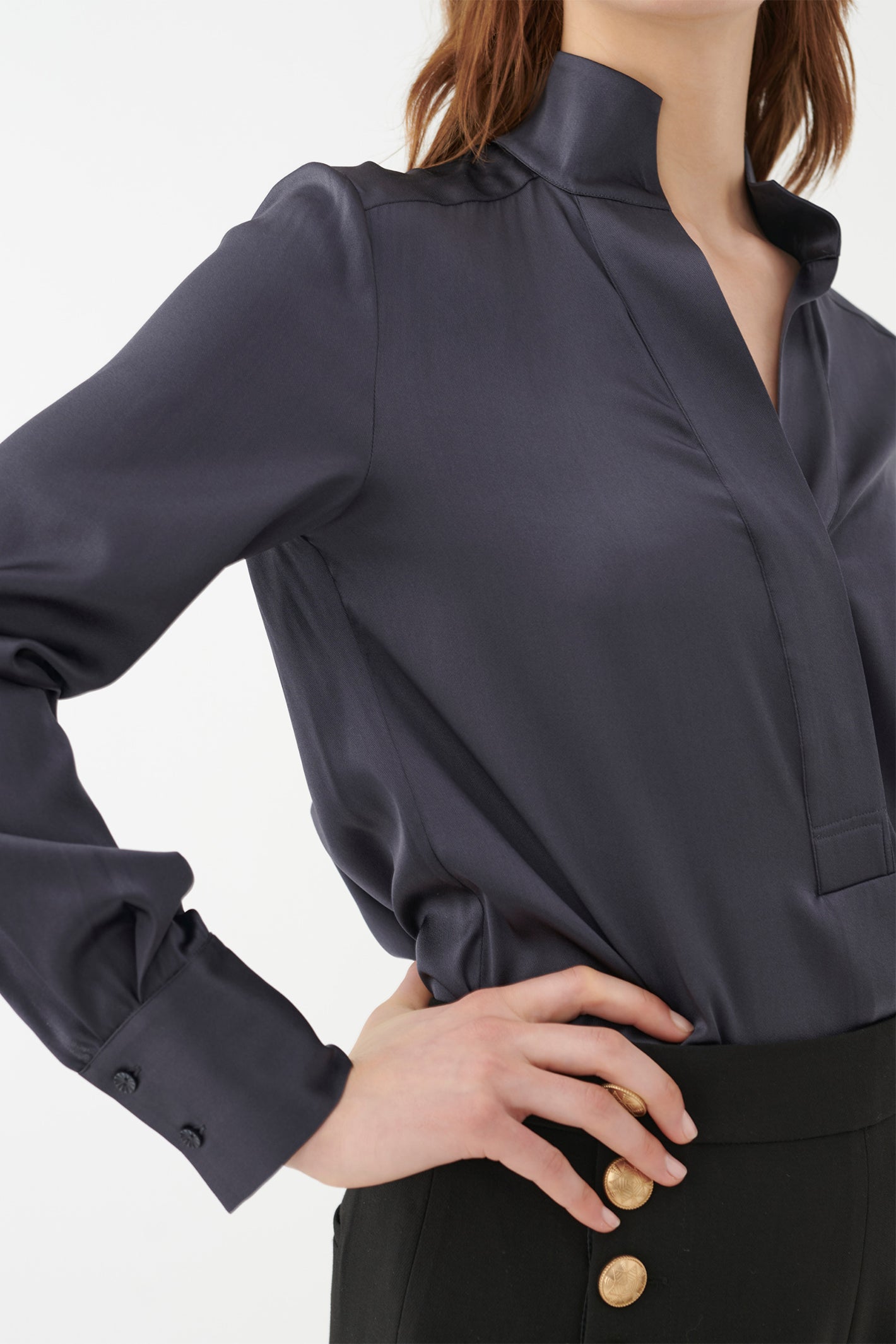 Dea Kudibal 1800724 Natedea Inkpot Blue Silk Blouse