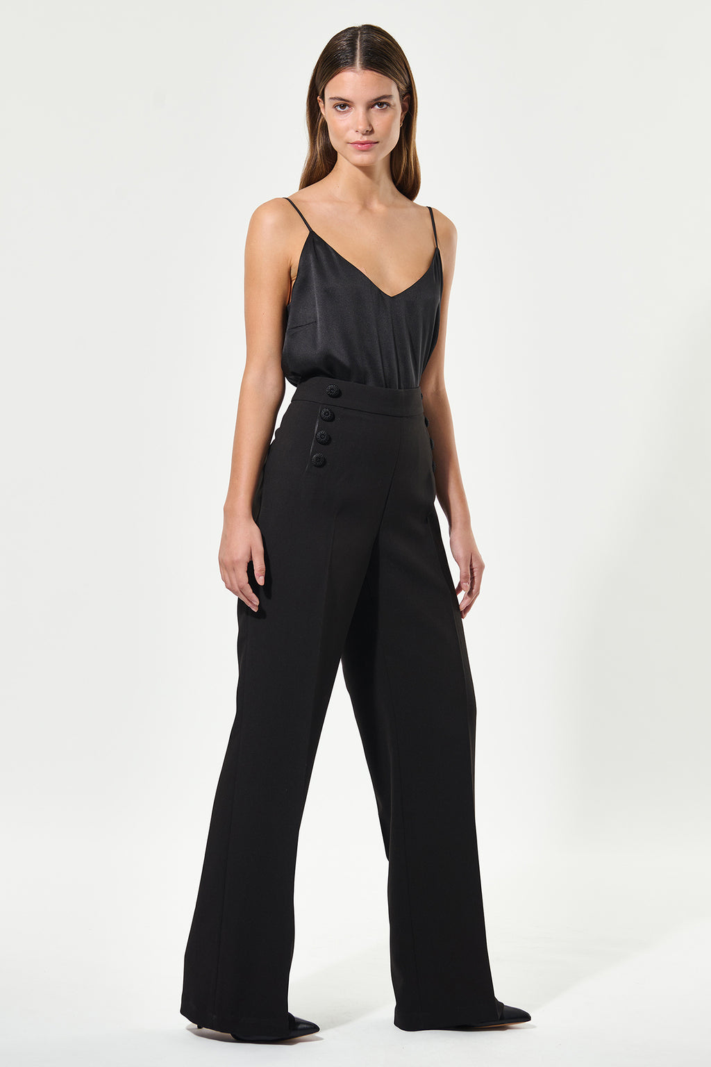 Dea Kudibal 2250725 isobelDea Trousers with Deco Buttons Black, full length view