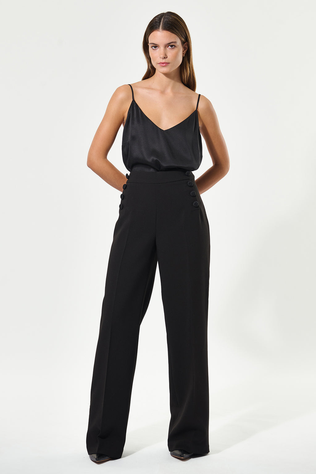 Dea Kudibal 2250725 isobelDea Trousers with Deco Buttons Black, front view