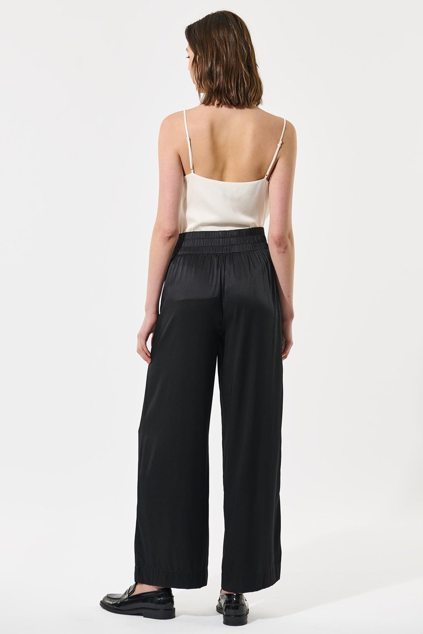 Dea Kudibal 2321024 Margodea Black Stretch Silk Wide Leg Trousers