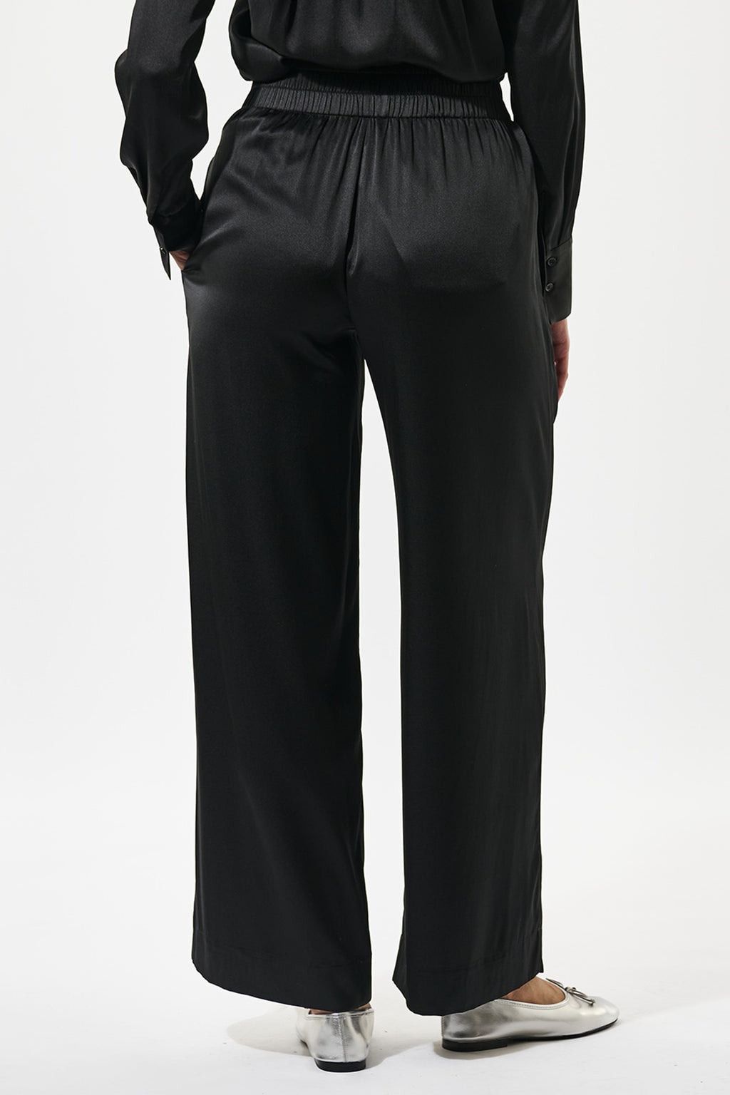 Dea Kudibal 2510725 MargoDEA Black Silk Twill Elastic Waist Trousers