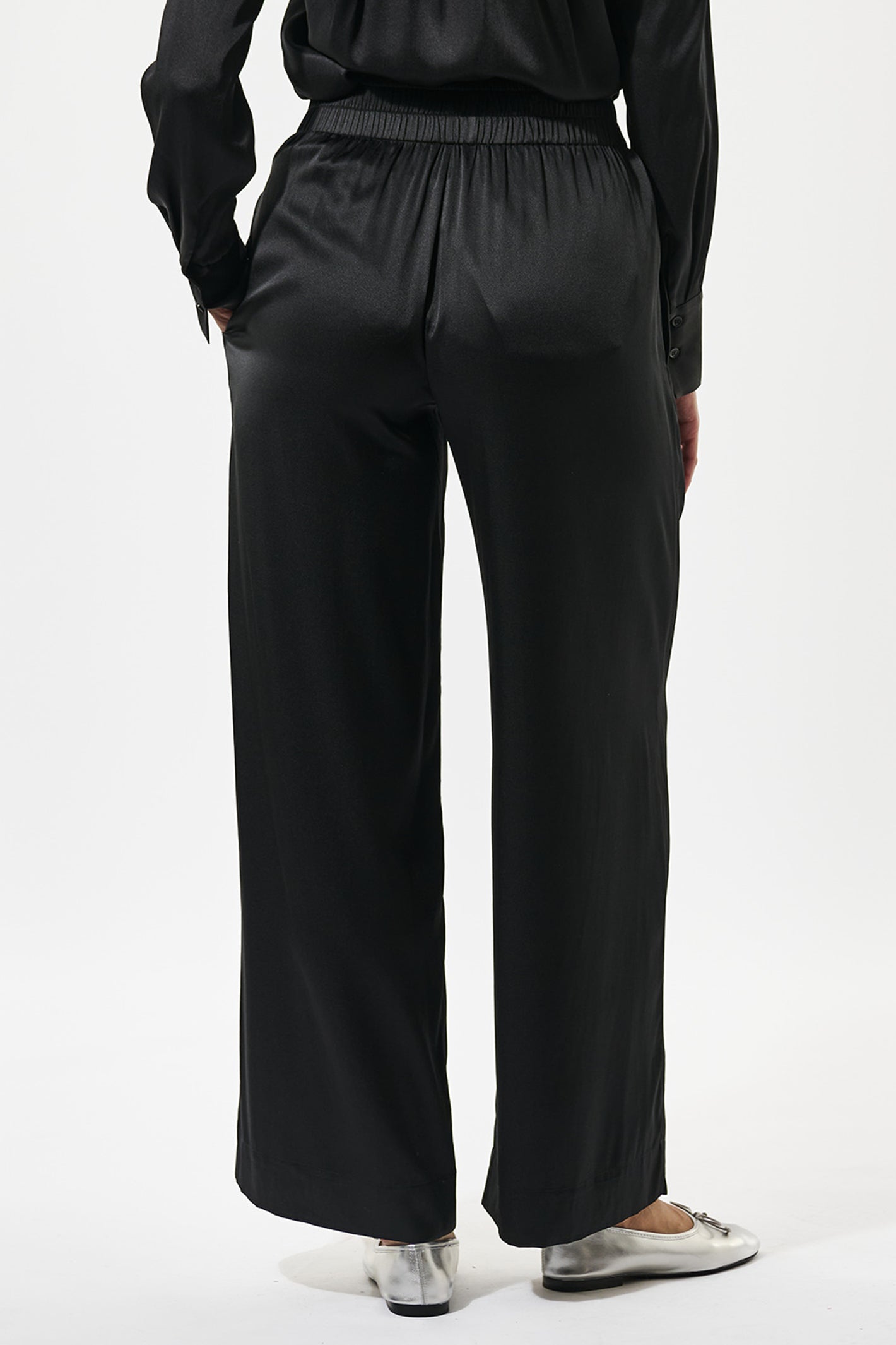 Dea Kudibal 2510725 MargoDEA Black Silk Twill Elastic Waist Trousers