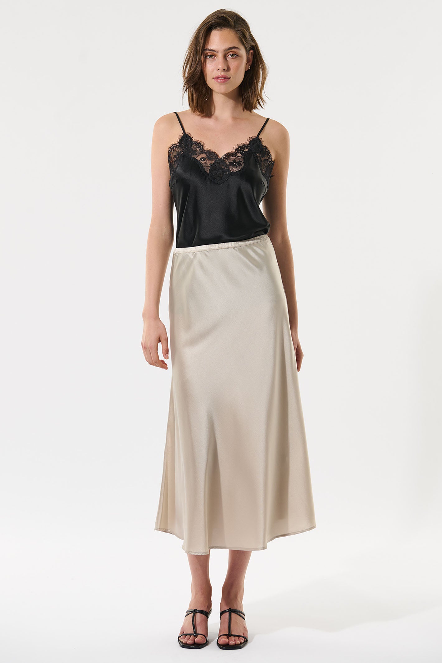 Dea Kudibal Adydea 1000125 Ancient Beige Stretch Silk Skirt