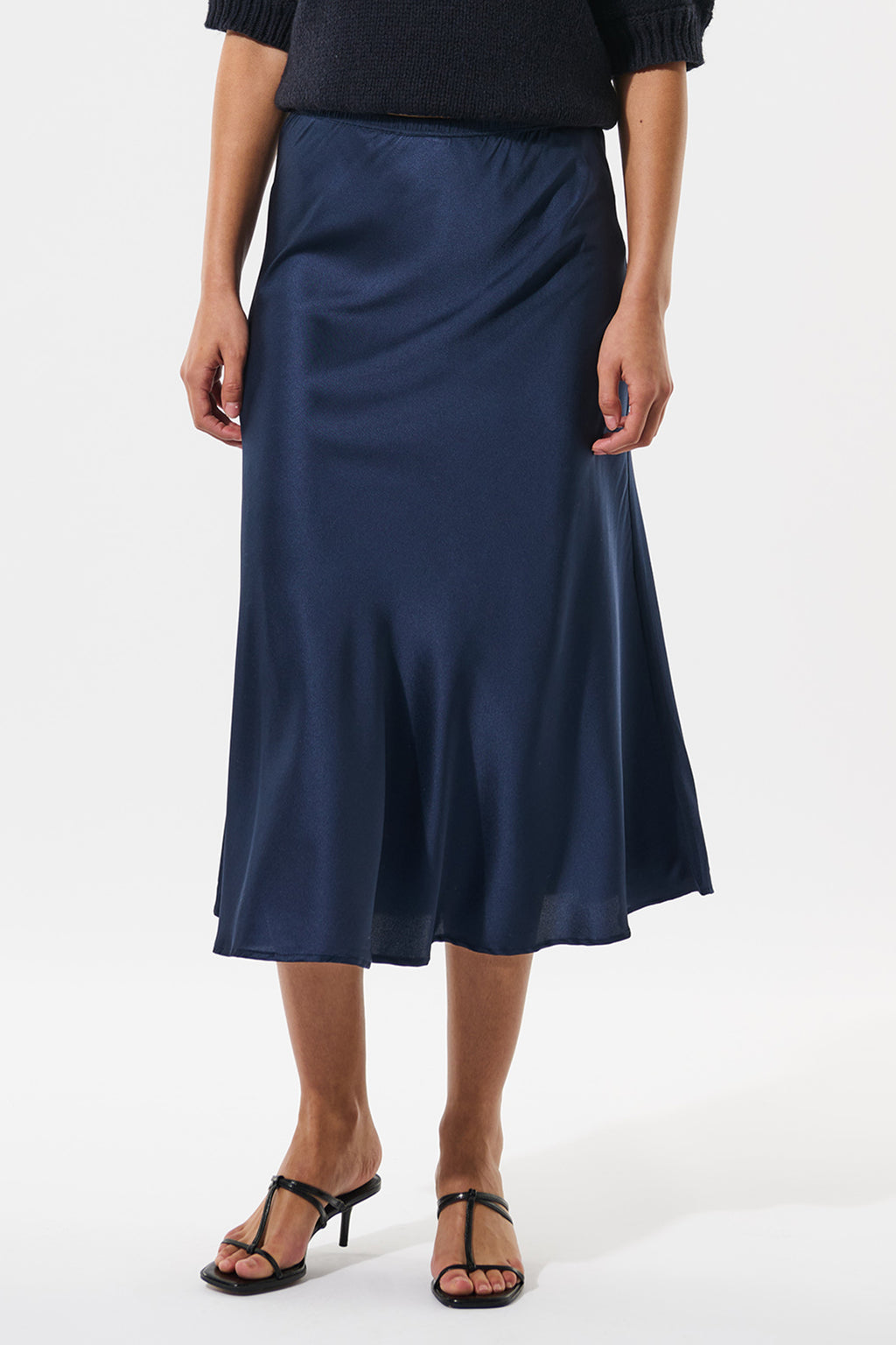 Dea Kudibal AdyDEA 2160125 Optical Blue Bias Cut Stretch Silk Skirt, front close view