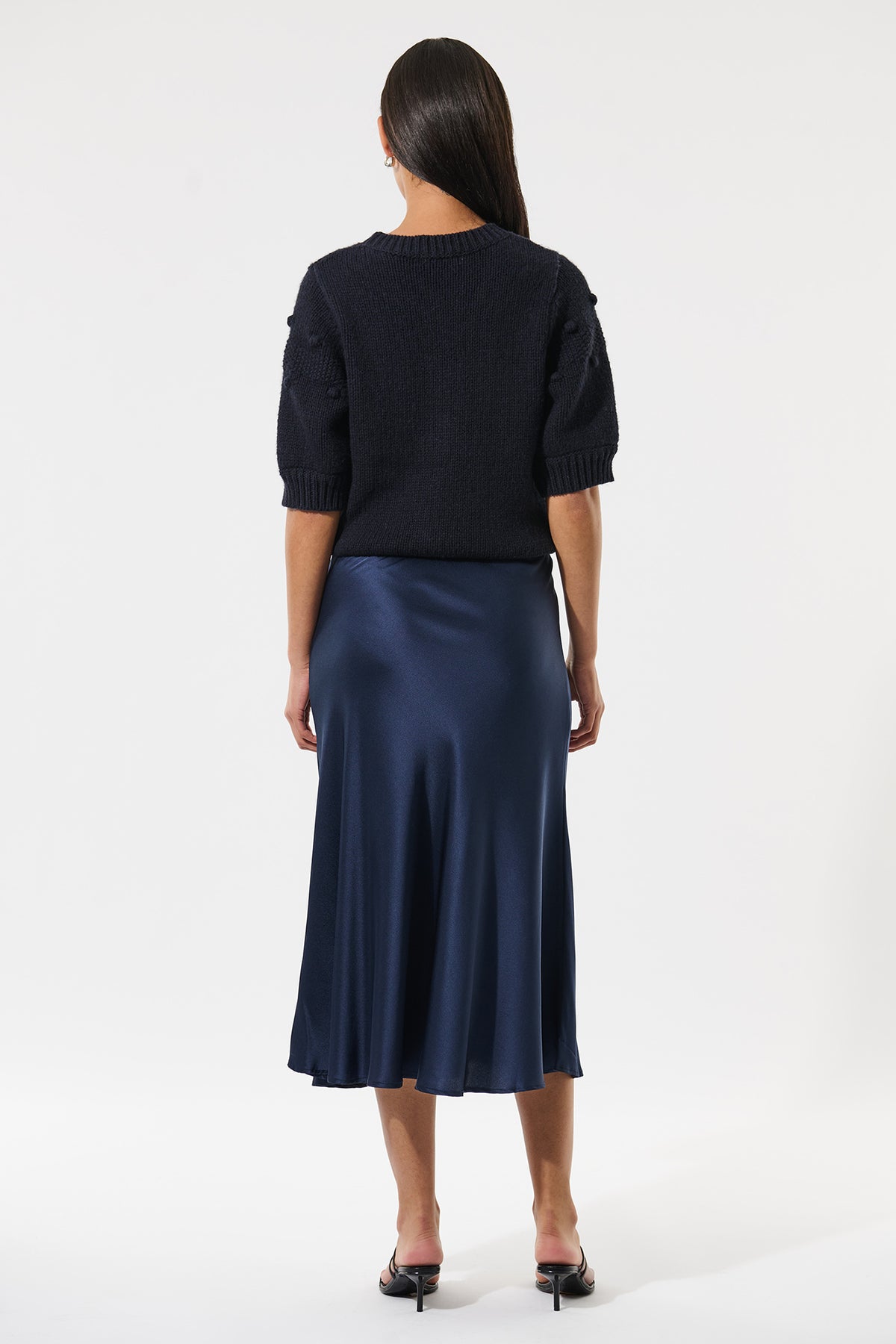 Dea Kudibal AdyDEA 2160125 Optical Blue Bias Cut Stretch Silk Skirt, back view