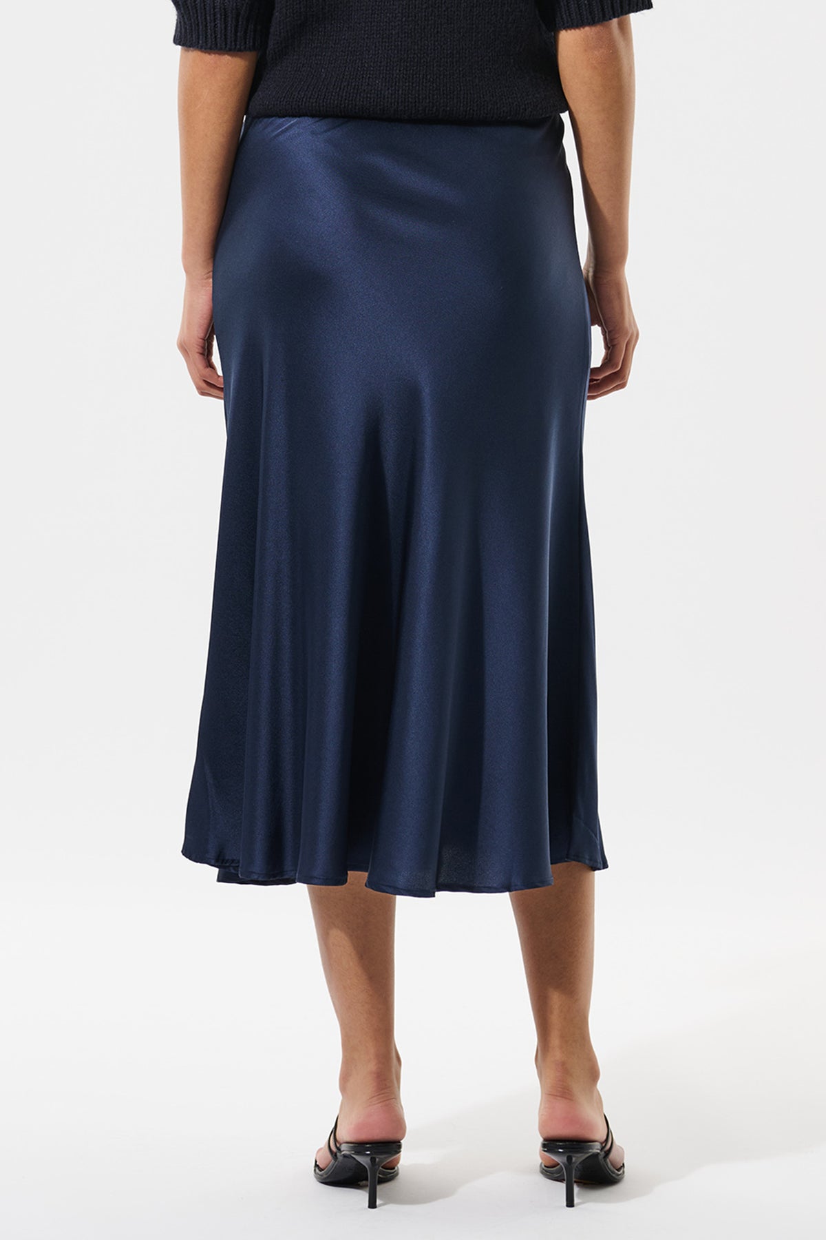 Dea Kudibal AdyDEA 2160125 Optical Blue Bias Cut Stretch Silk Skirt, back close view