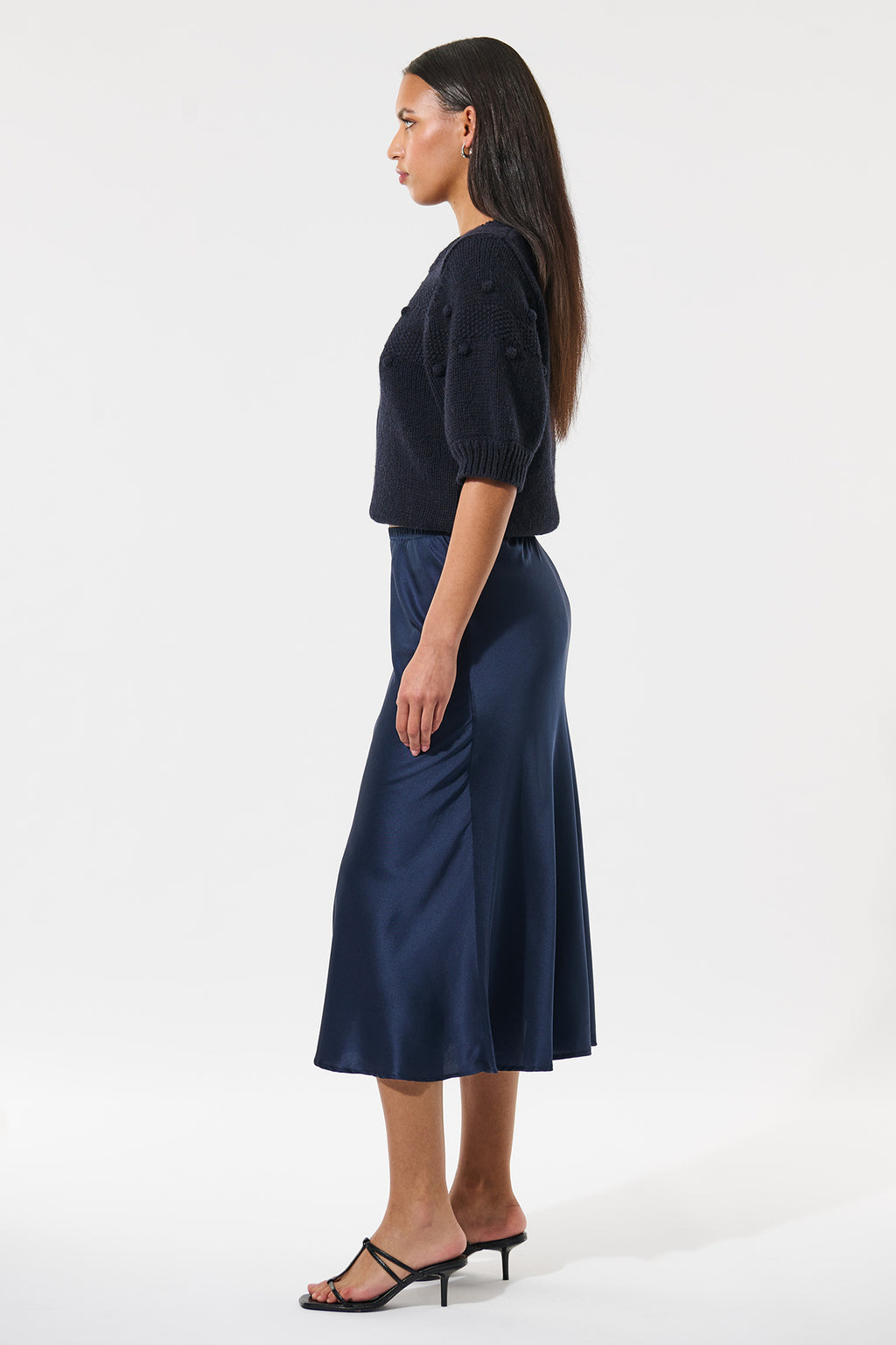 Dea Kudibal AdyDEA 2160125 Optical Blue Bias Cut Stretch Silk Skirt, side view