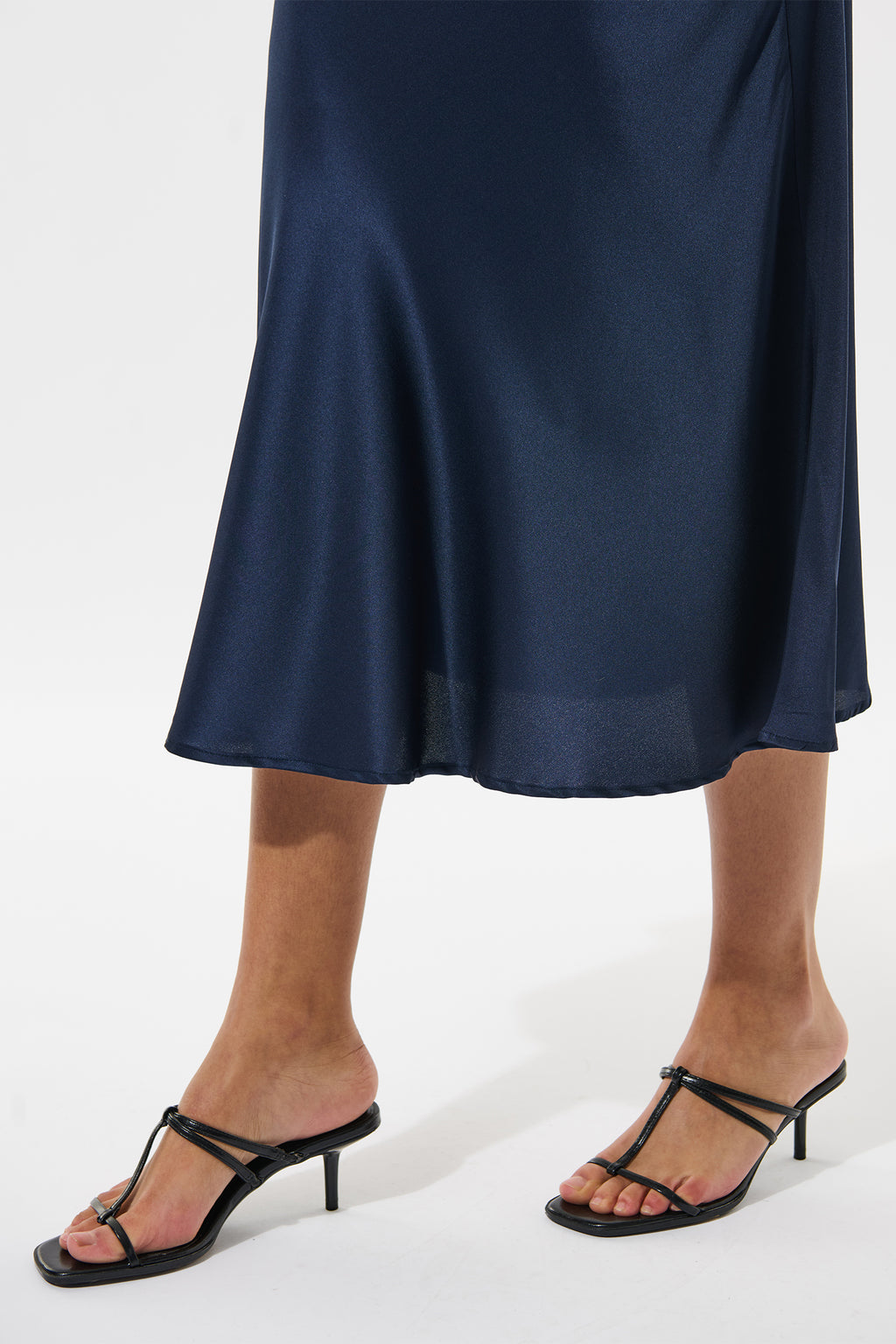 Dea Kudibal AdyDEA 2160125 Optical Blue Bias Cut Stretch Silk Skirt, hem detail view