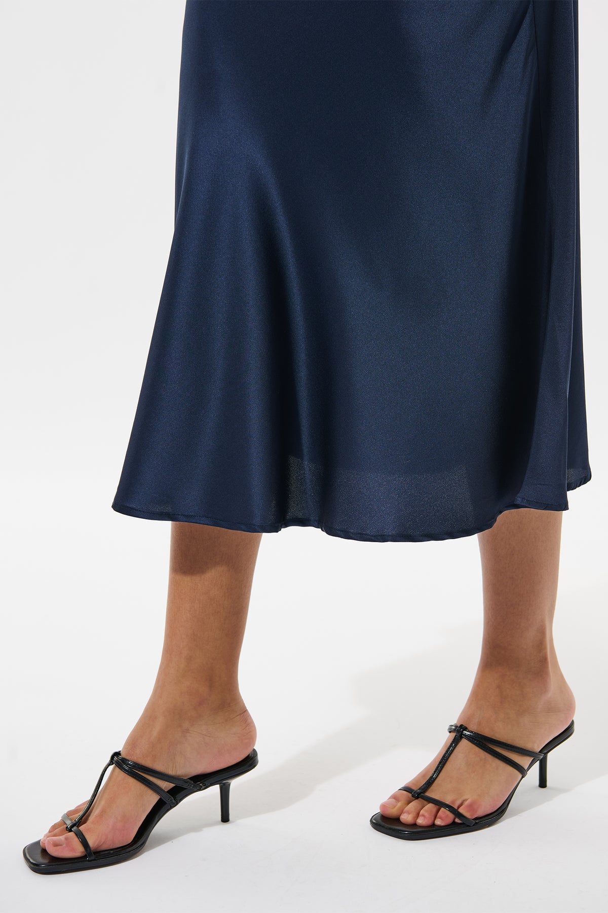 Dea Kudibal AdyDEA 2160125 Optical Blue Bias Cut Stretch Silk Skirt, hem detail view