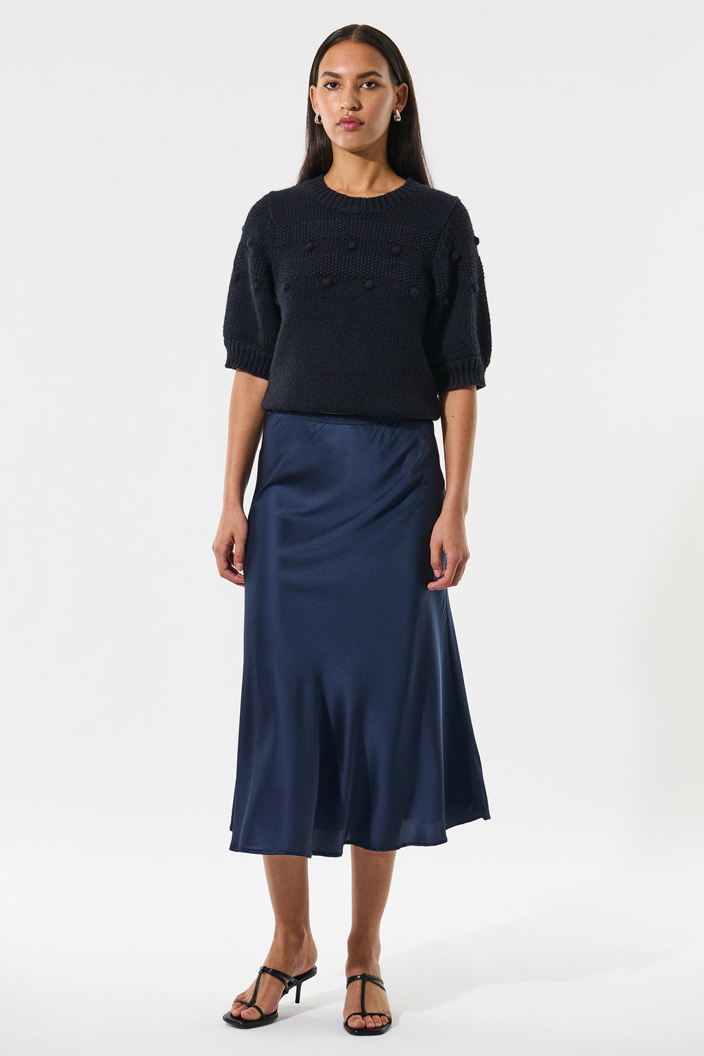 Dea Kudibal AdyDEA 2160125 Optical Blue Bias Cut Stretch Silk Skirt, front view