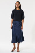 Dea Kudibal AdyDEA 2160125 Optical Blue Bias Cut Stretch Silk Skirt, front view
