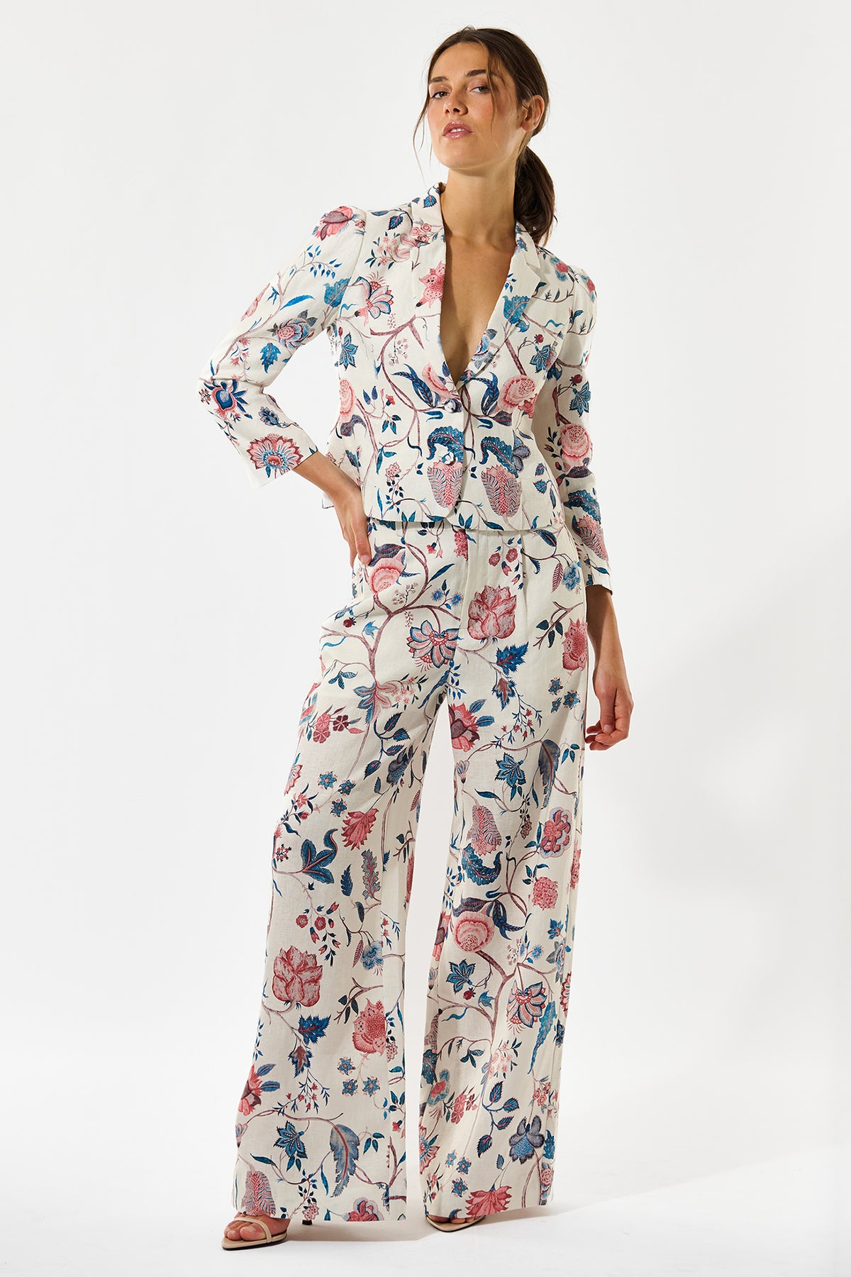 Dea Kudibal DanielaDEA 2440326 Chintz Full Multicolour Cropped Blazer Jacket, styled front view