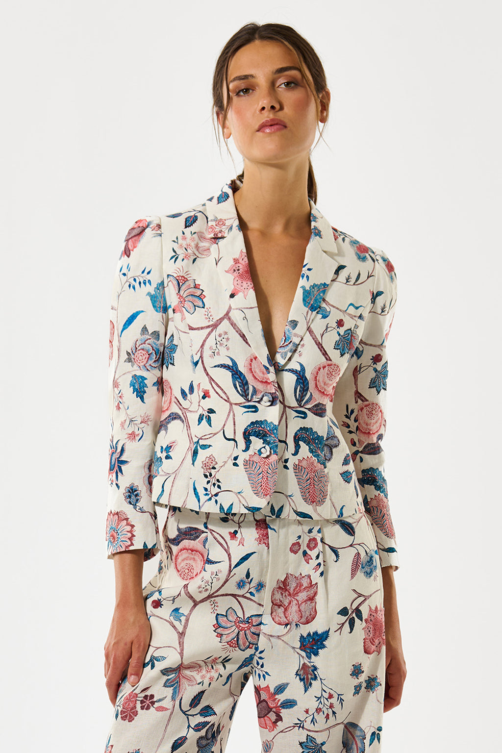 Dea Kudibal DanielaDEA 2440326 Chintz Full Multicolour Cropped Blazer Jacket, full length close view