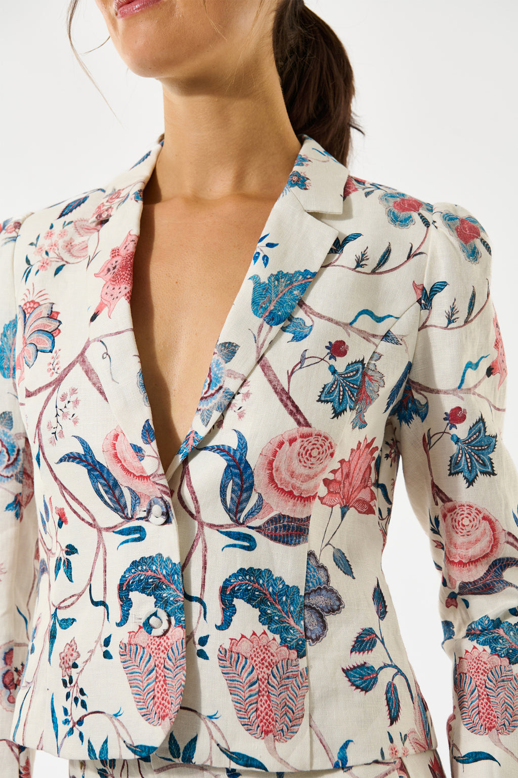 Dea Kudibal DanielaDEA 2440326 Chintz Full Multicolour Cropped Blazer Jacket, chintz print detail view