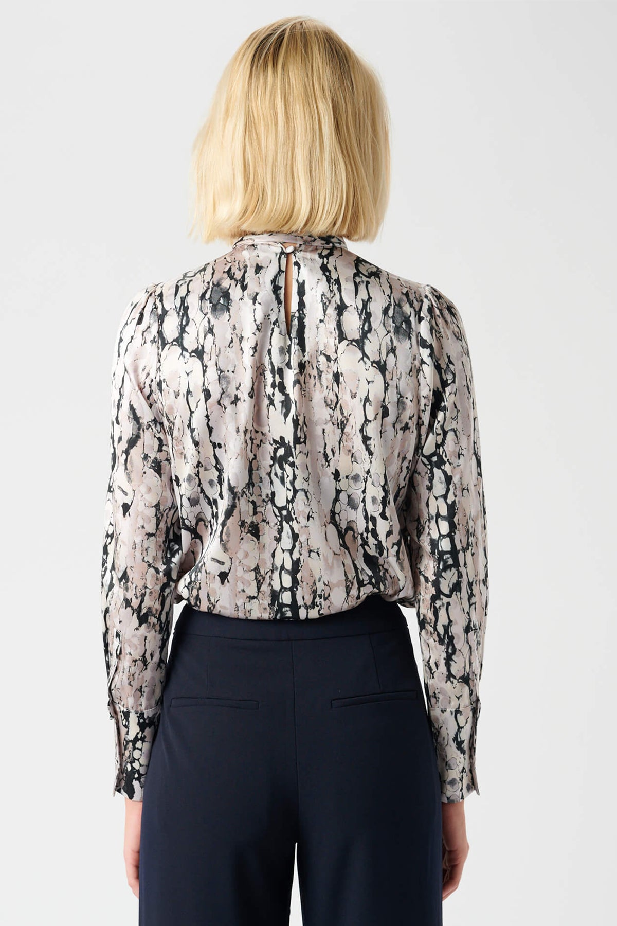Dea Kudibal Elsa Bark Blouse with Tie Silk Multi Grey, back view