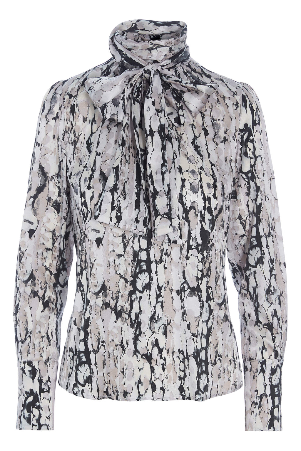 Dea Kudibal Elsa Bark Blouse with Tie Silk Multi Grey, product front view