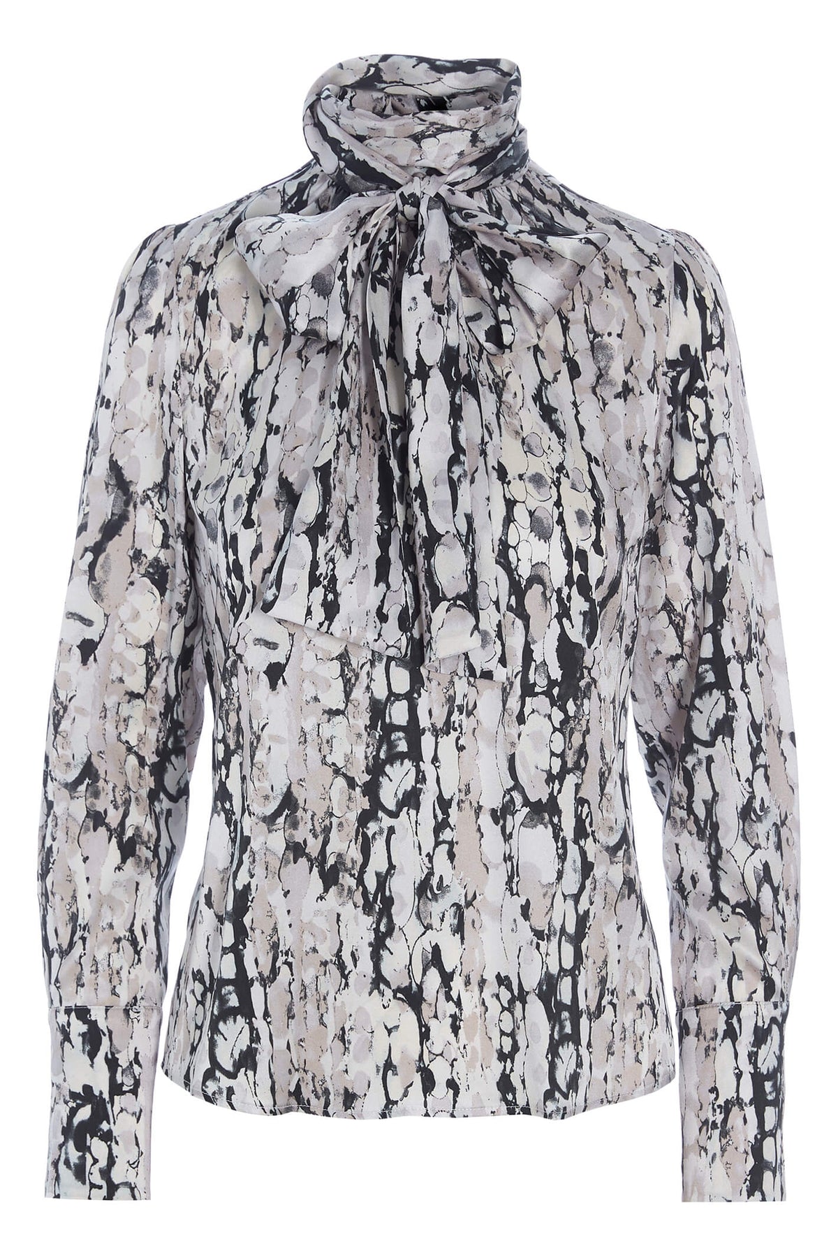 Dea Kudibal Elsa Bark Blouse with Tie Silk Multi Grey, product front view