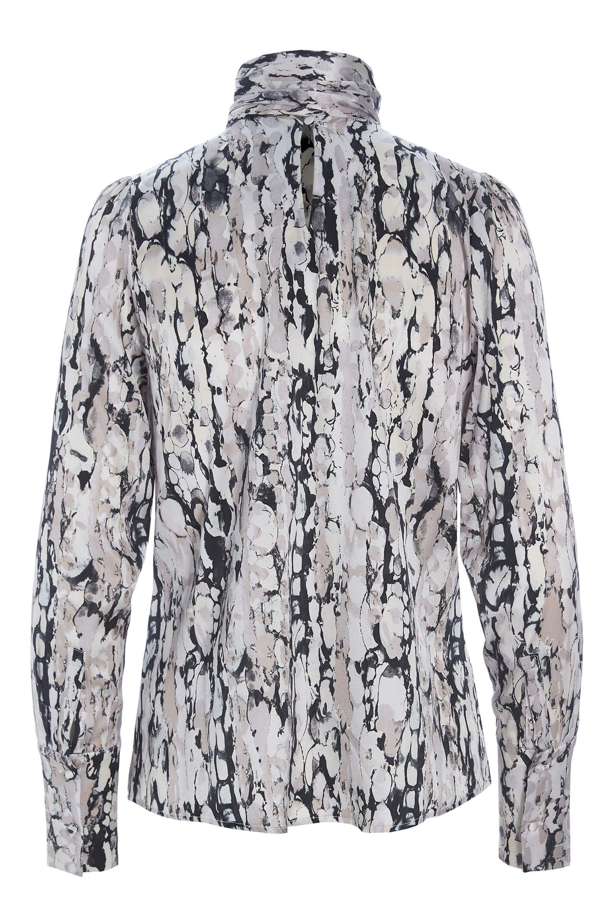 Dea Kudibal Elsa Bark Blouse with Tie Silk Multi Grey, product back view