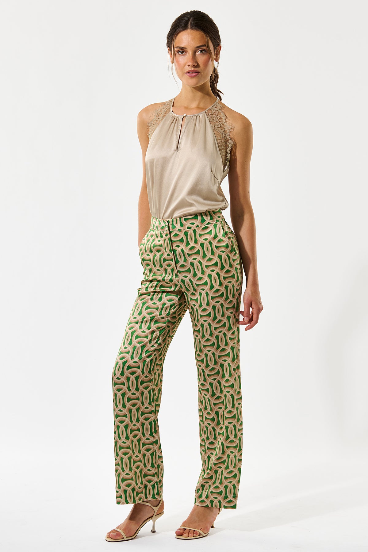 Dea Kudibal EvelinDea 2760326 Deuce Green Straight Pants, styled front view