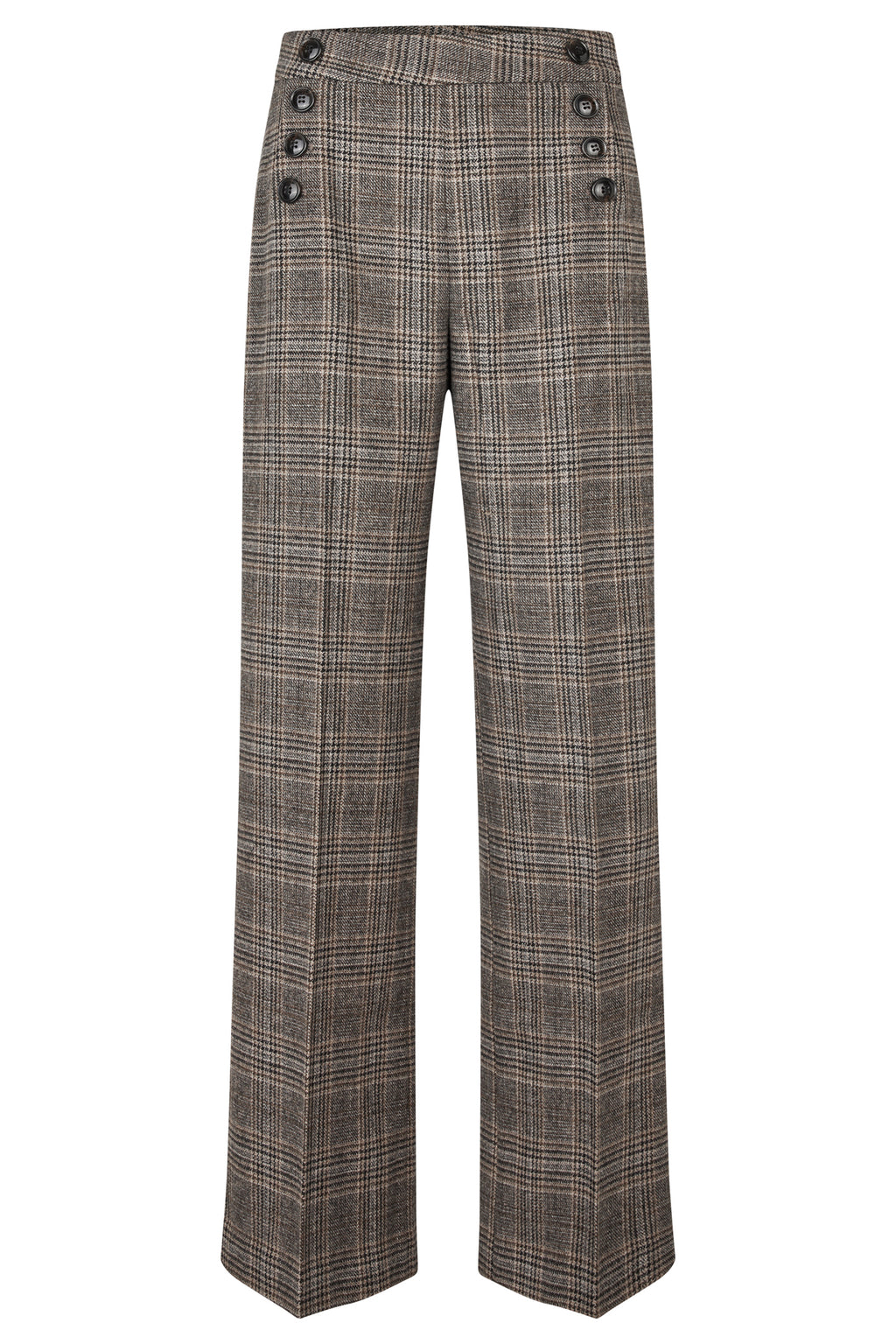 Dea Kudibal IsobelDEA 2830725 Eaton Check Brown Deco Button Trousers, product front view