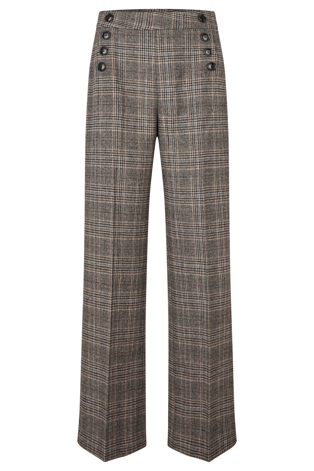 Dea Kudibal IsobelDEA 2830725 Eaton Check Brown Deco Button Trousers, product front view