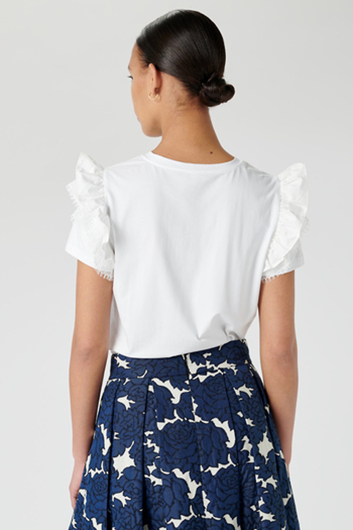 Dea Kudibal Kimmie 04-0123 White Lace Frill Sleeve Top, back view