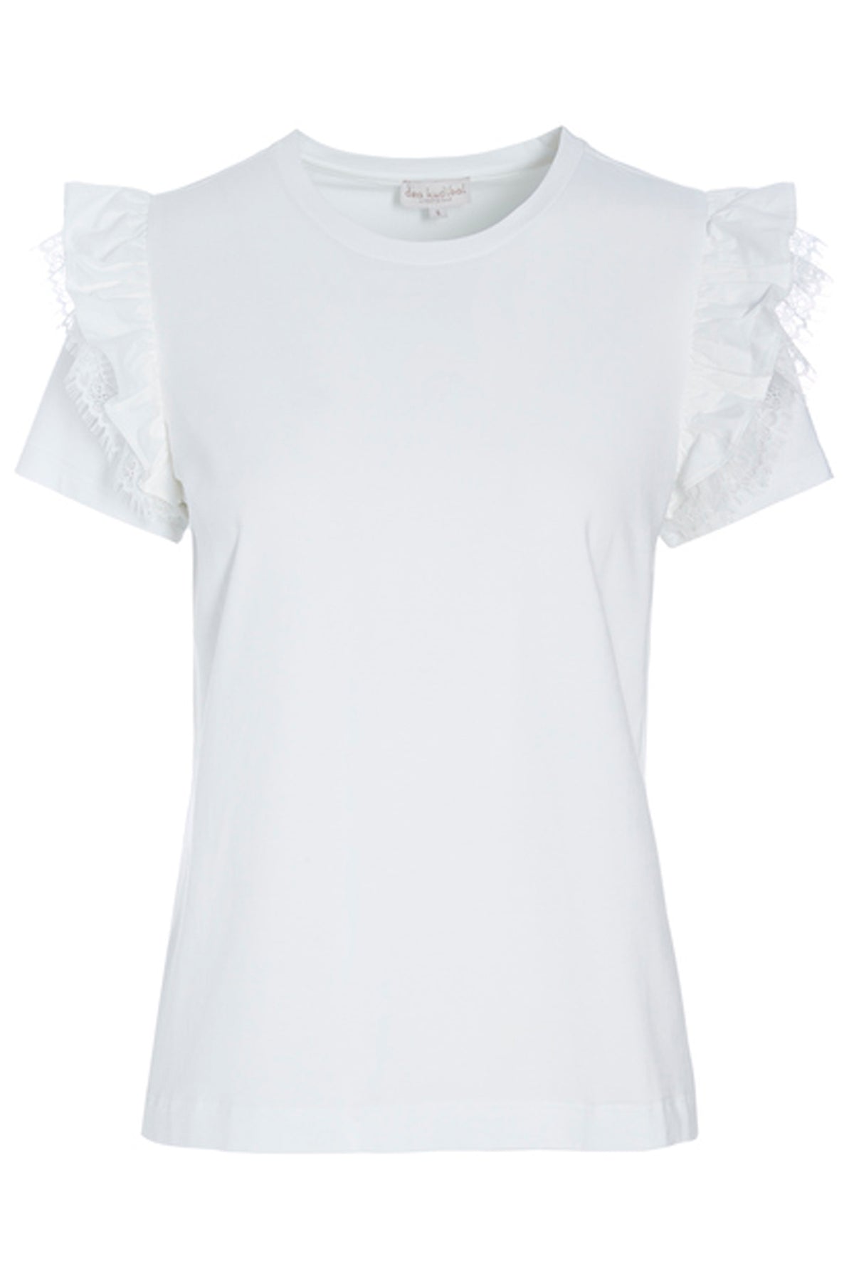 Dea Kudibal Kimmie 04-0123 White Lace Frill Sleeve Top, front product view