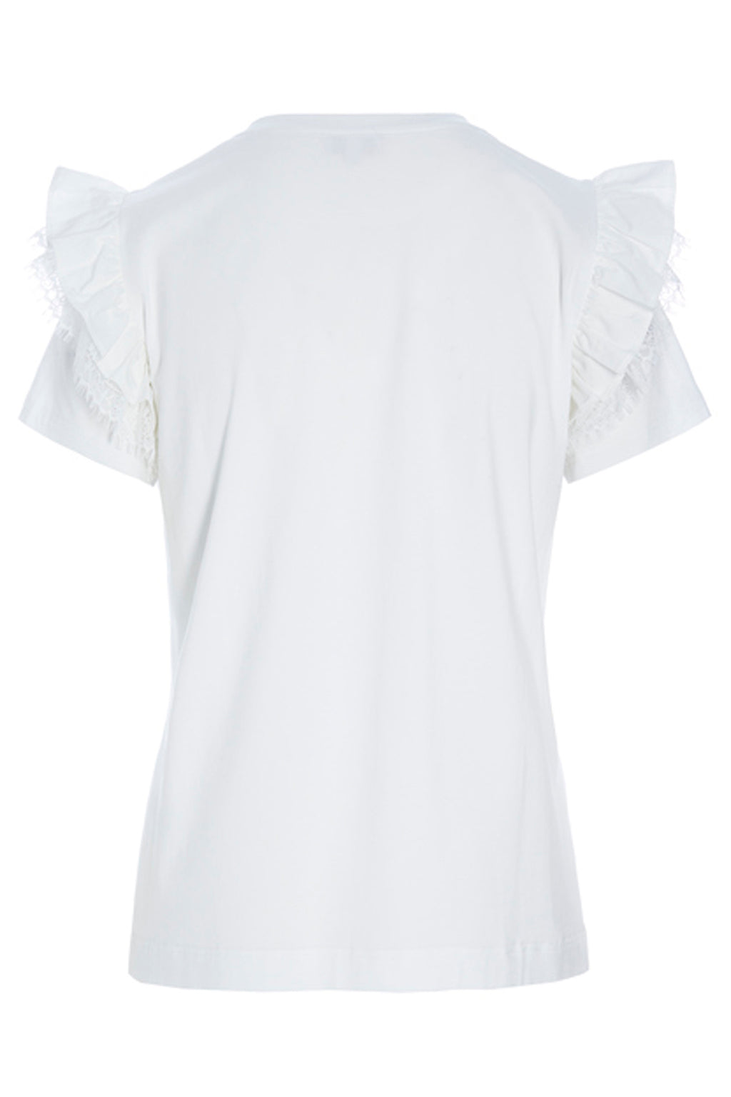 Dea Kudibal Kimmie 04-0123 White Lace Frill Sleeve Top, back product view