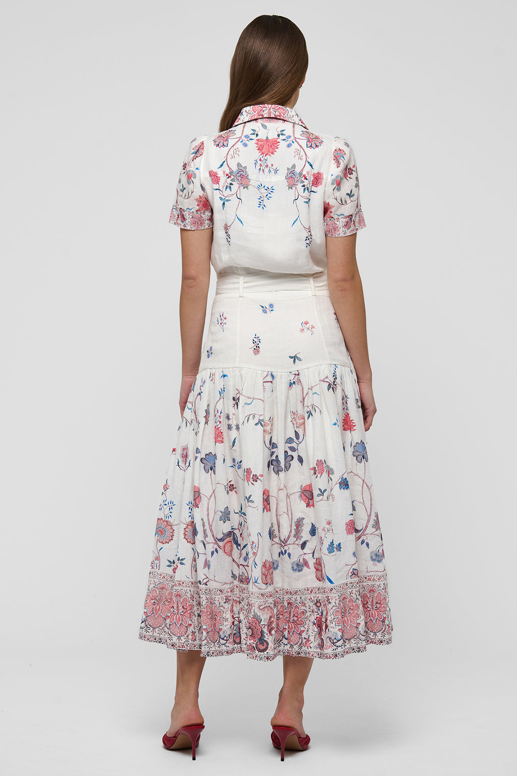 Dea Kudibal LunaDEA Cream Grand Chintz Print Collared Dress 1740326