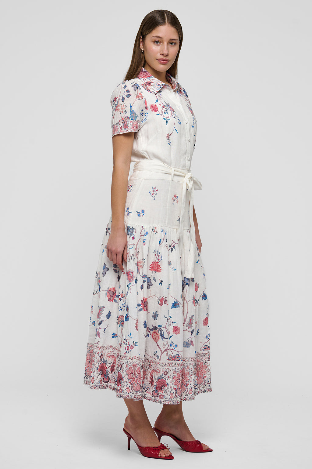 Dea Kudibal LunaDEA Cream Grand Chintz Print Collared Dress 1740326