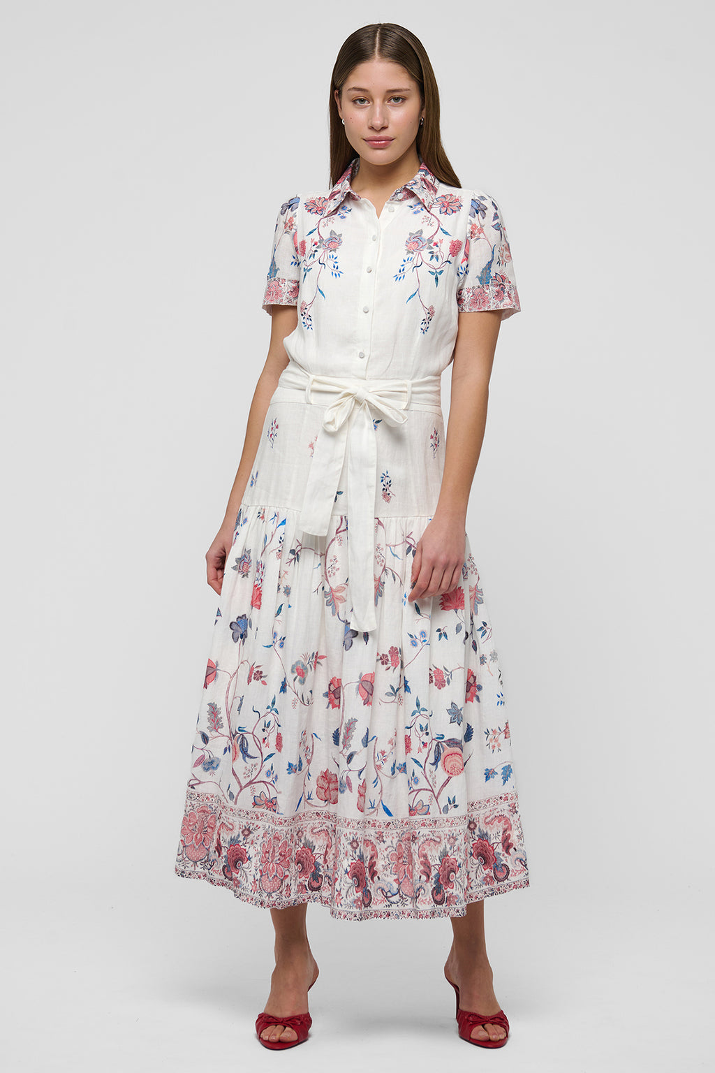 Dea Kudibal LunaDEA Cream Grand Chintz Print Collared Dress 1740326
