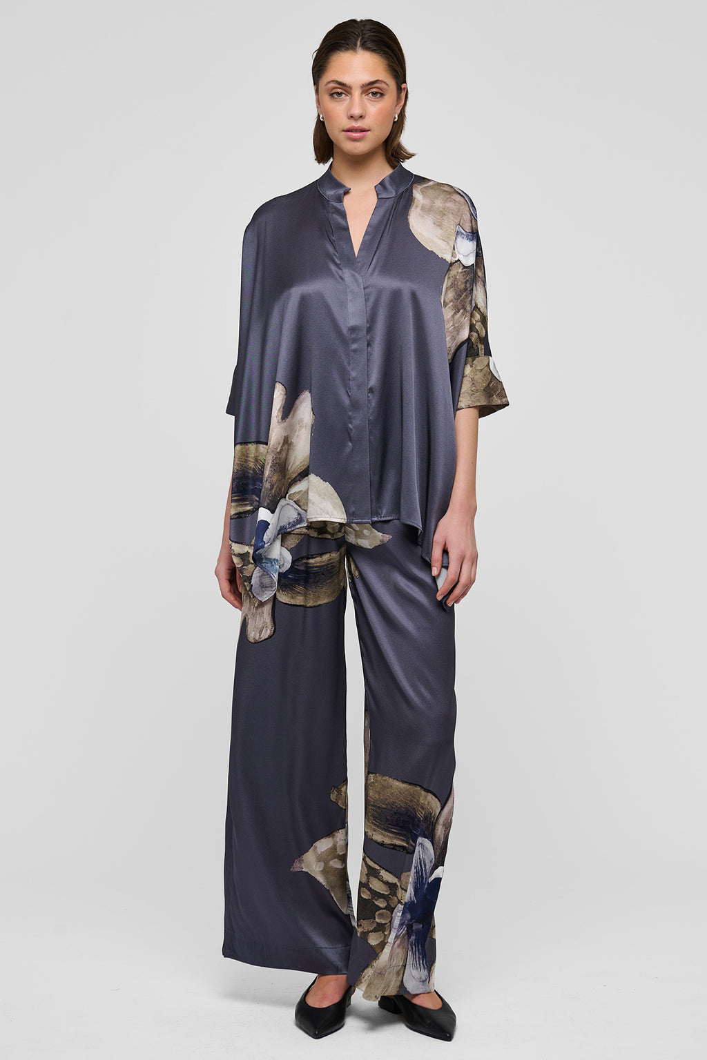 Dea Kudibal MandyDEA 1260126 Belladonna Steel Grey Stand Collar Blouse