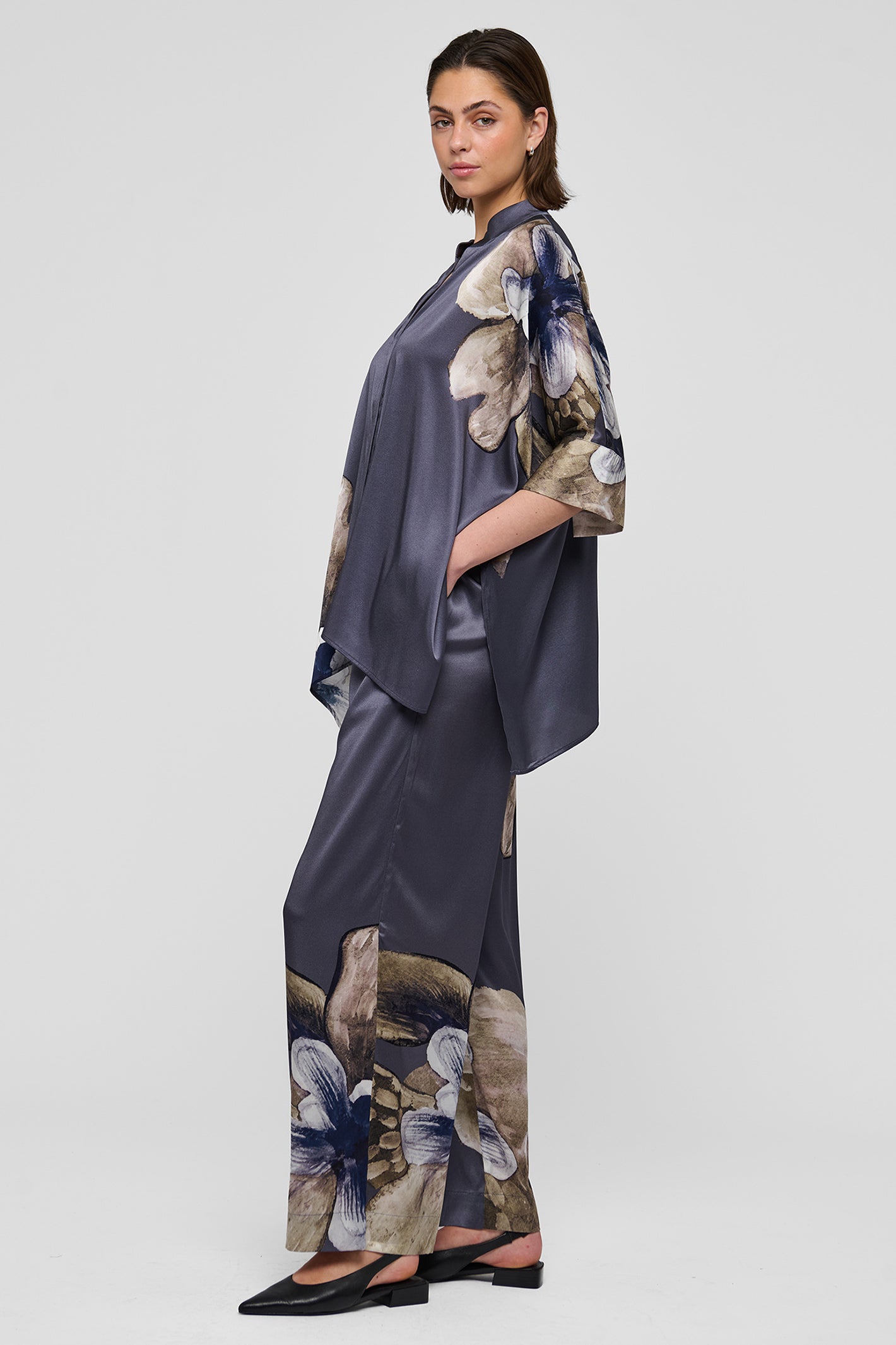 Dea Kudibal MandyDEA 1260126 Belladonna Steel Grey Stand Collar Blouse