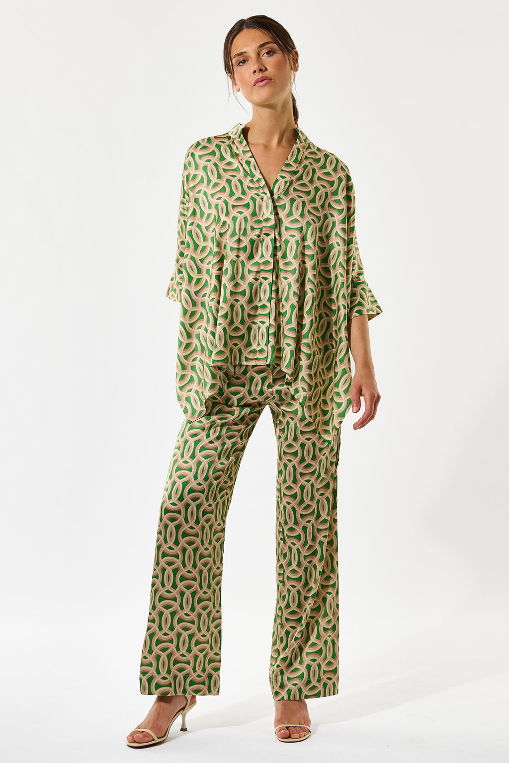 Dea Kudibal MandyDEA 2750326 Deuce Green Stand Collar Blouse, full length view