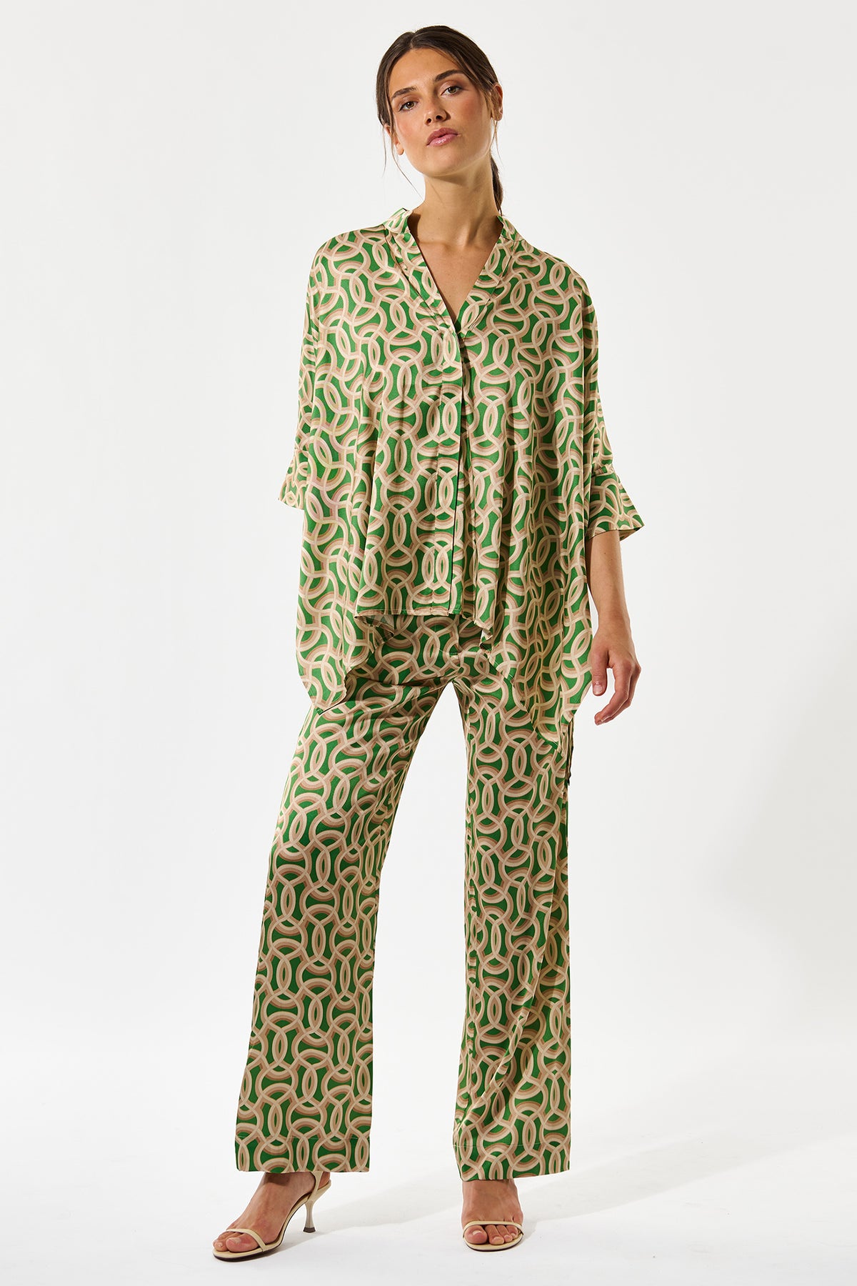 Dea Kudibal MandyDEA 2750326 Deuce Green Stand Collar Blouse, full length view