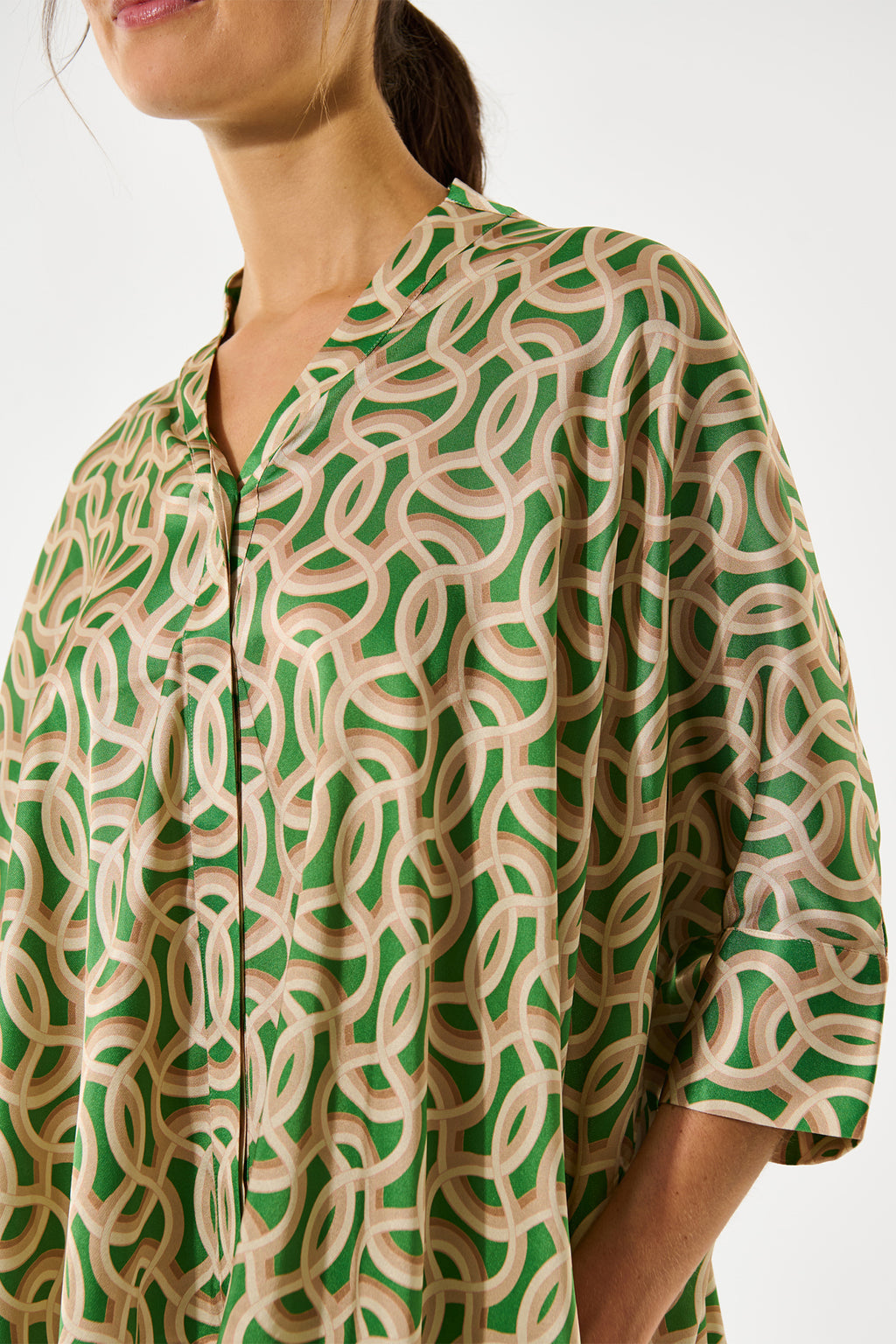 Dea Kudibal MandyDEA 2750326 Deuce Green Stand Collar Blouse, stand collar detail view