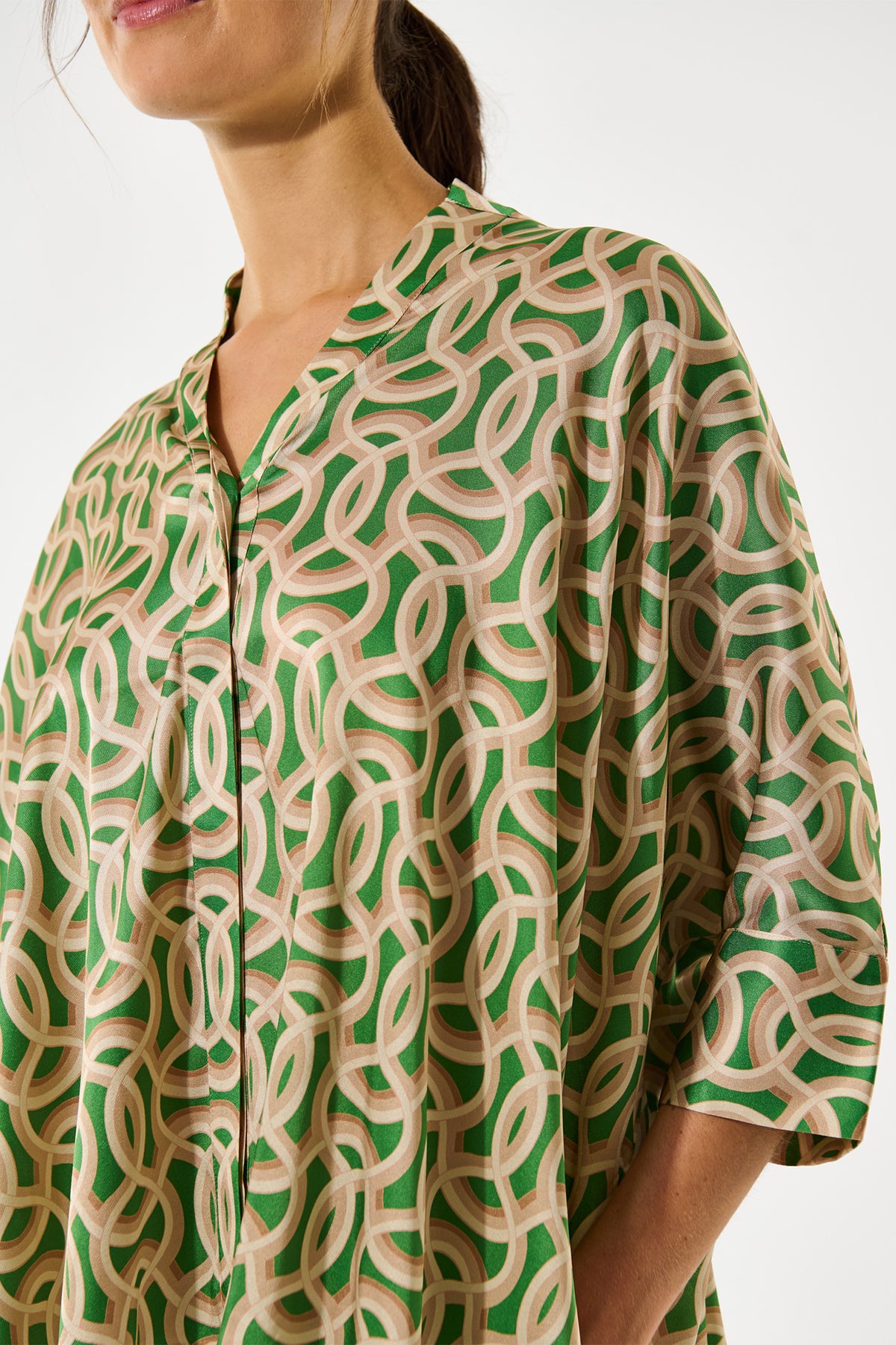 Dea Kudibal MandyDEA 2750326 Deuce Green Stand Collar Blouse, stand collar detail view