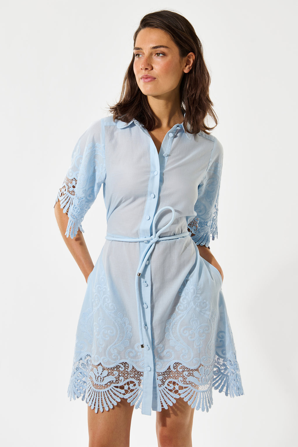 Dea Kudibal MaryellaDea Skyway Blue Scalloped Lace Dress 3950326