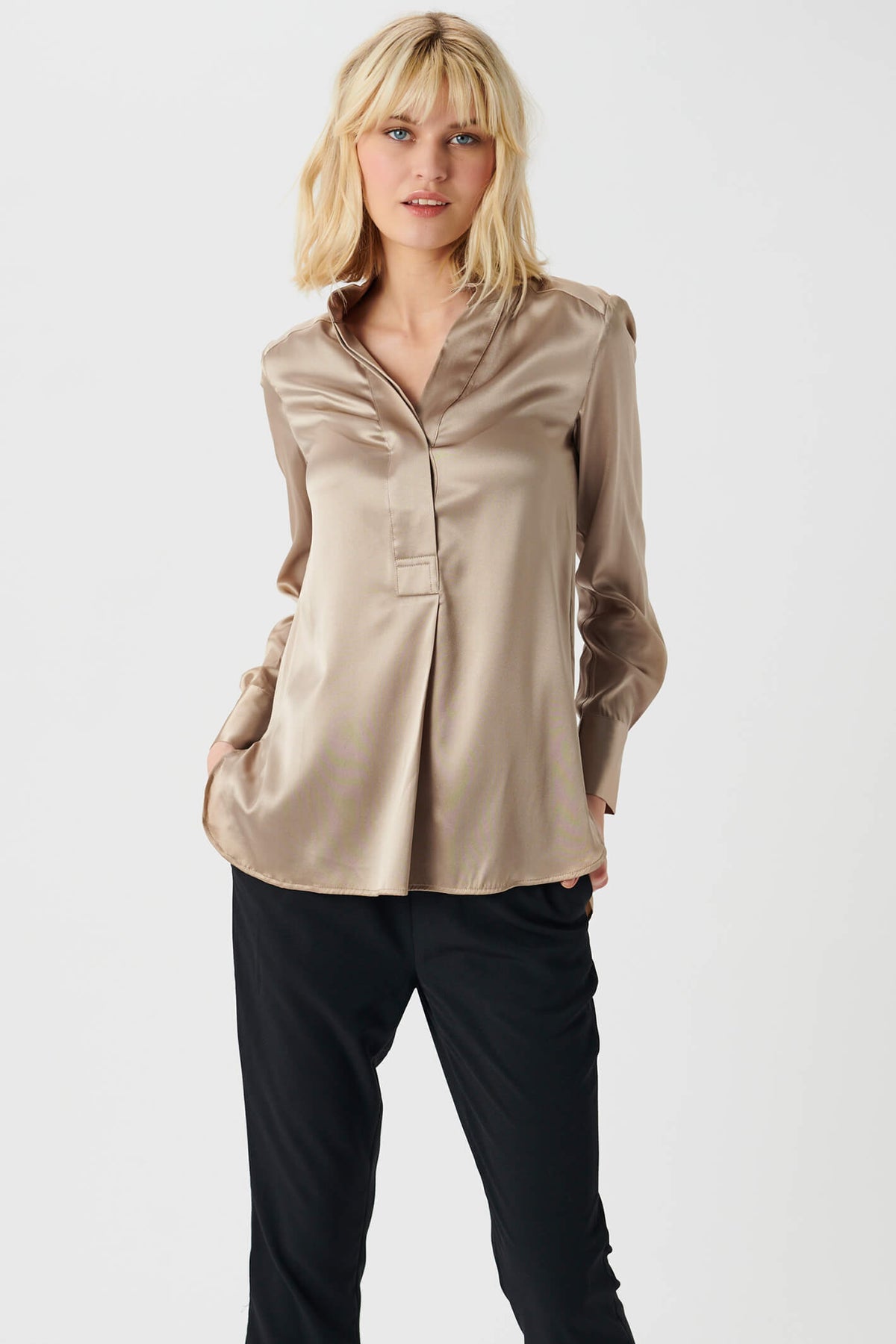 Dea Kudibal NateDEA 18-0722 Canvas Beige Silk Blouse, front view