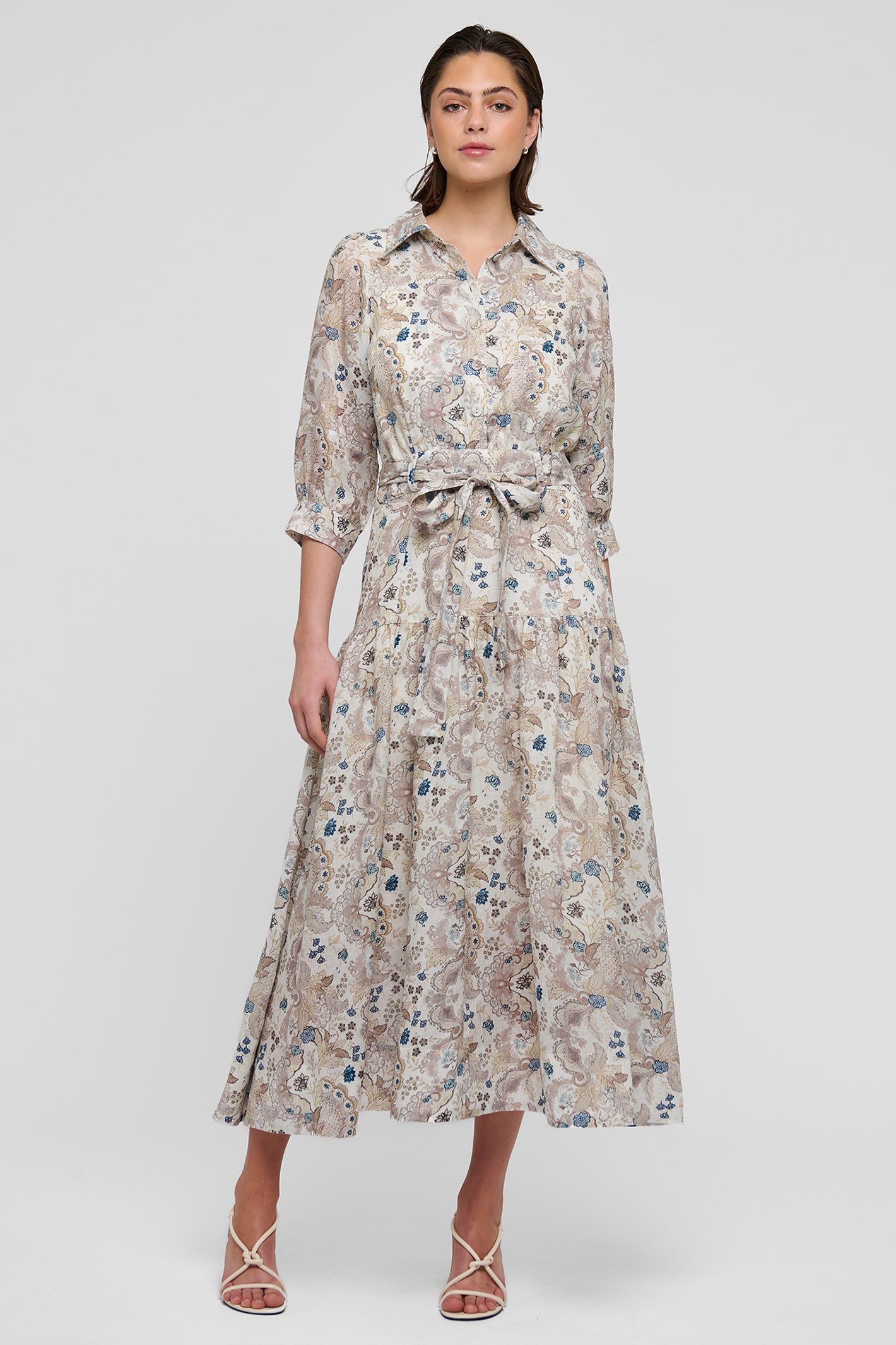 Dea Kudibal PalmaDEA NS 1390126 Biscotti Petite Fleur Print Collar Dress