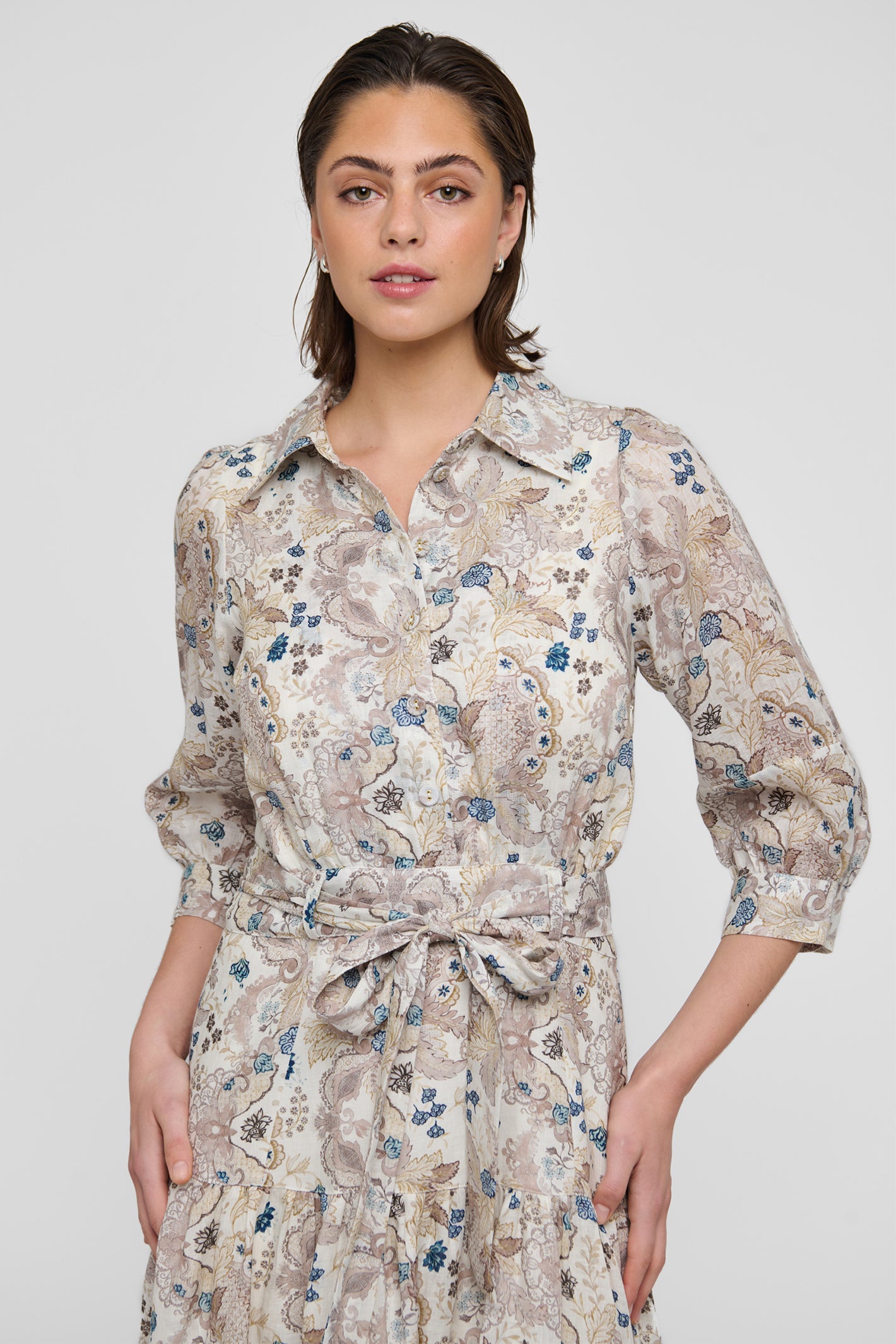 Dea Kudibal PalmaDEA NS 1390126 Biscotti Petite Fleur Print Collar Dress