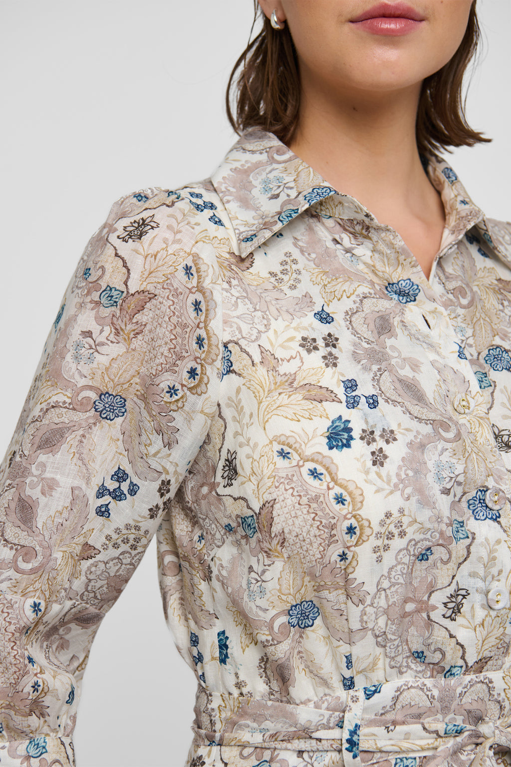 Dea Kudibal PalmaDEA NS 1390126 Biscotti Petite Fleur Print Collar Dress