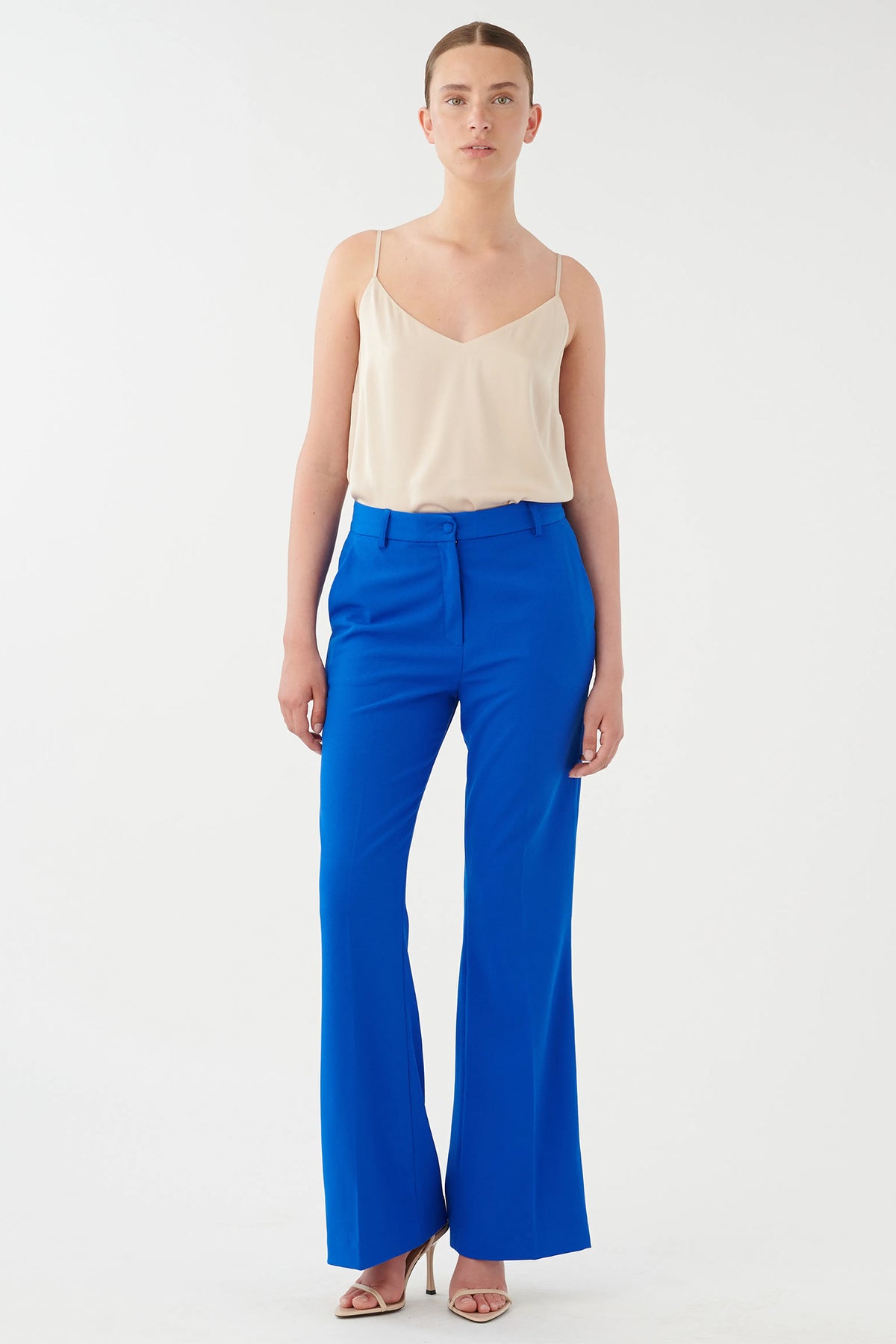 Dea Kudibal RihannaDea Electric Blue Flared Trousers 1420124, full length front view