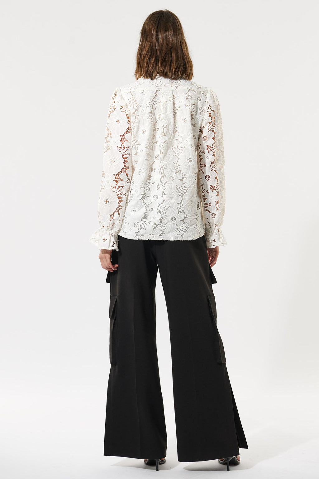 Dea Kudibal RikkaDEA 0570125 Natural White Lace Blouse, back full length view
