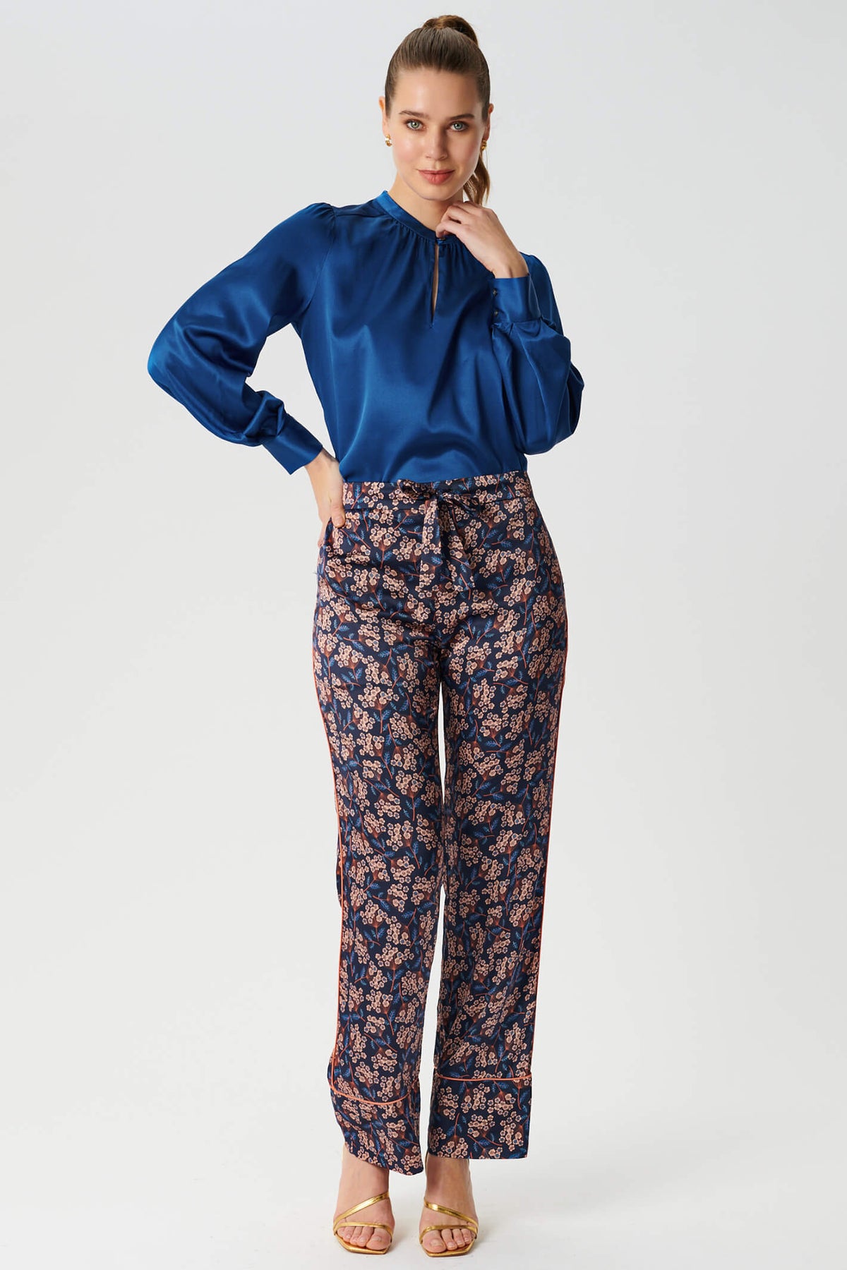 Dea Kudibal Stacy 23-1022-2060 Blue Pacific Silk Blouse, full length view