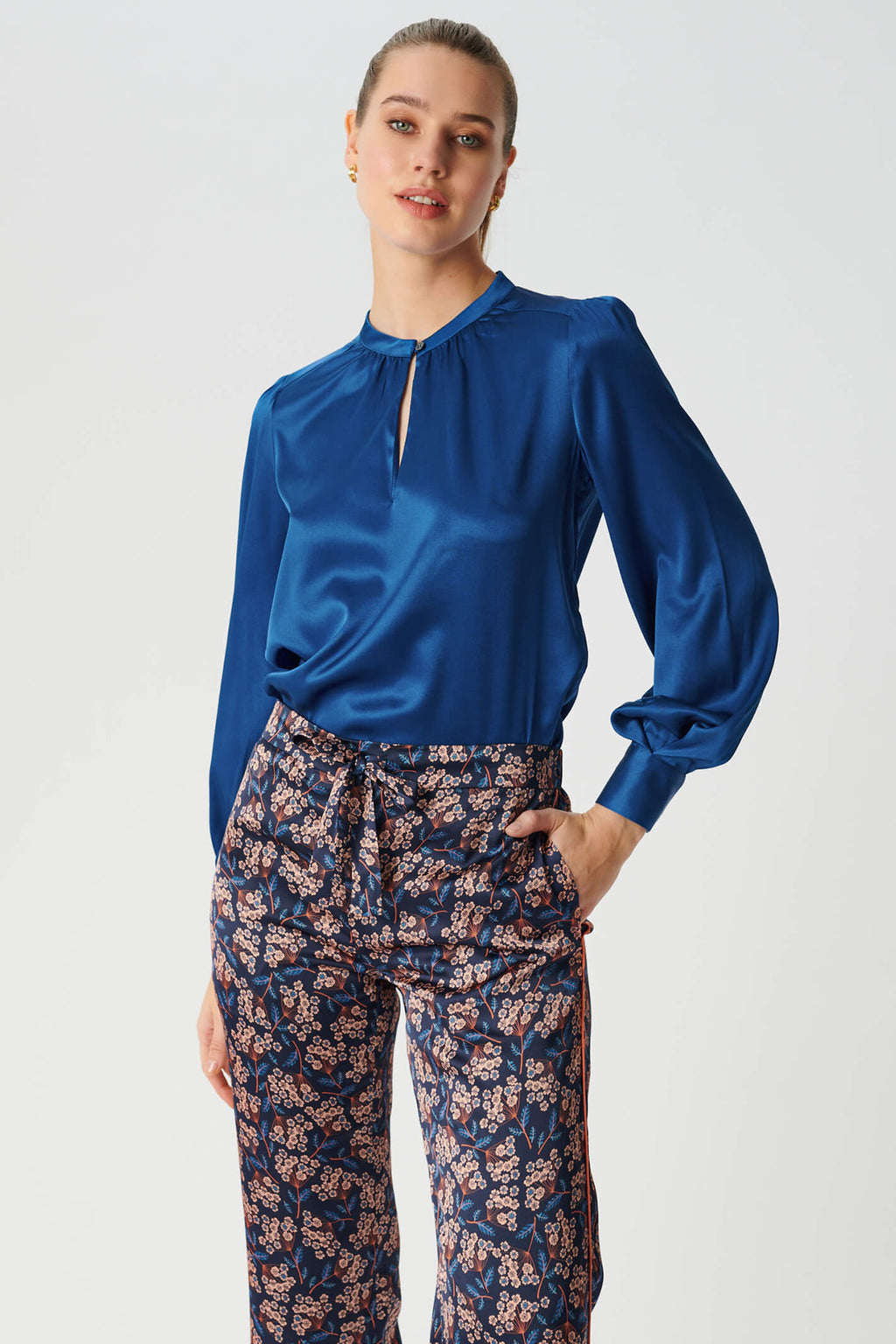 Dea Kudibal Stacy 23-1022-2060 Blue Pacific Silk Blouse, front view